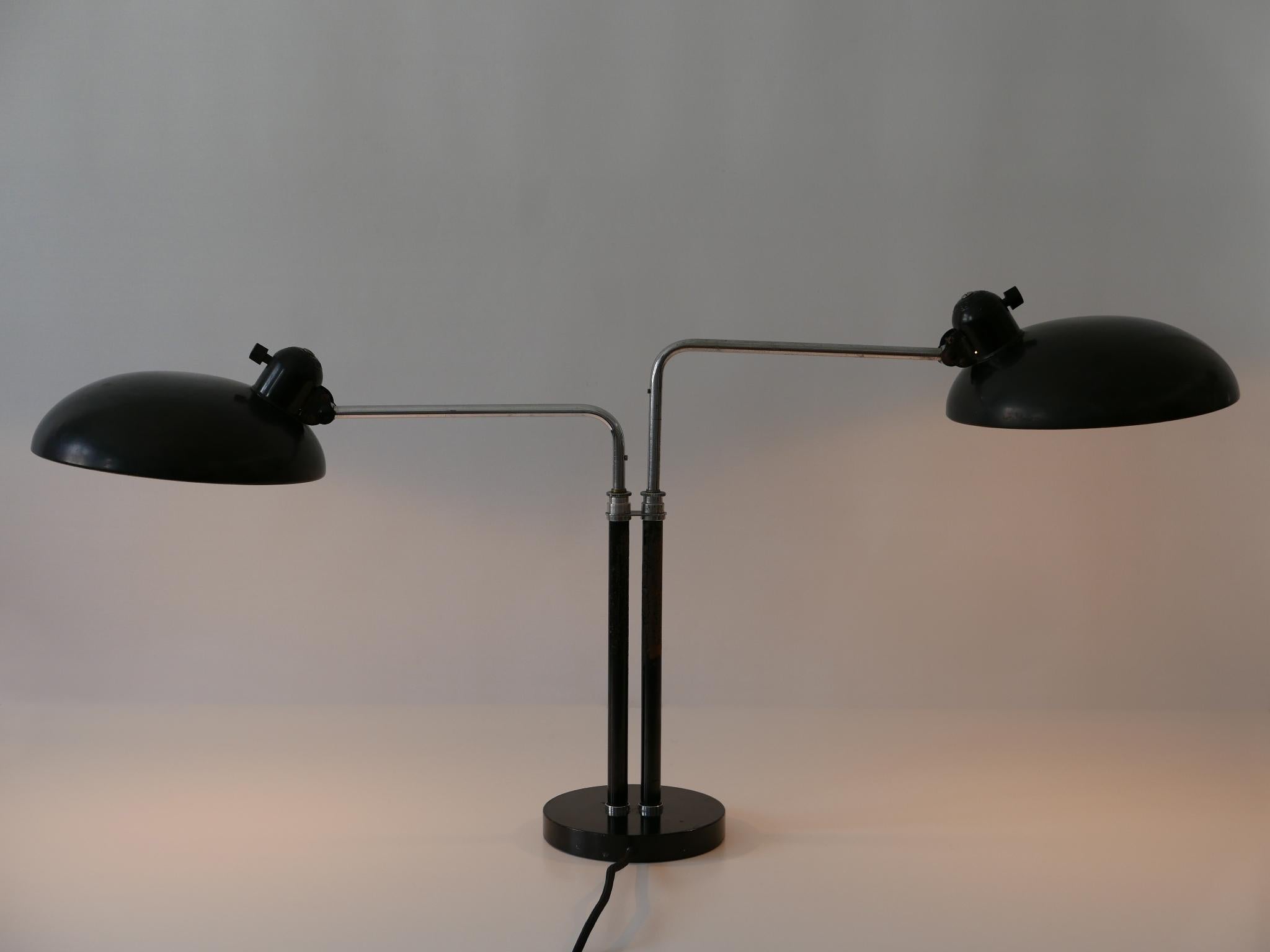 Two-Armed Bauhaus Table Lamp 6660 Super by Christian Dell for Kaiser Idell 1930s 1