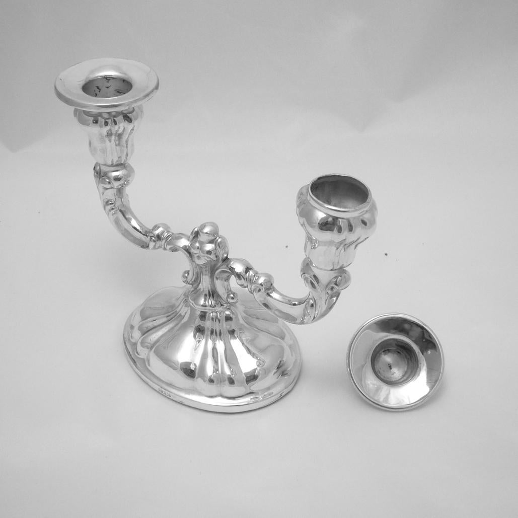 Two-Armed Silver Candelabra, Silver For Sale 5