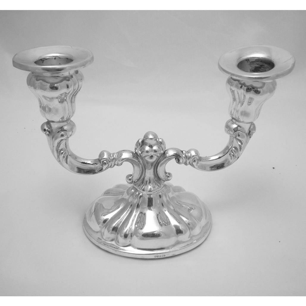 Art Deco Two-Armed Silver Candelabra, Silver For Sale