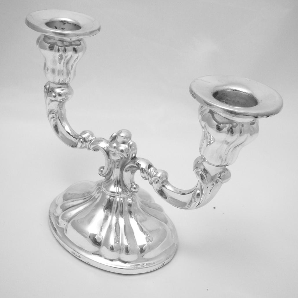Two-Armed Silver Candelabra, Silver For Sale 2