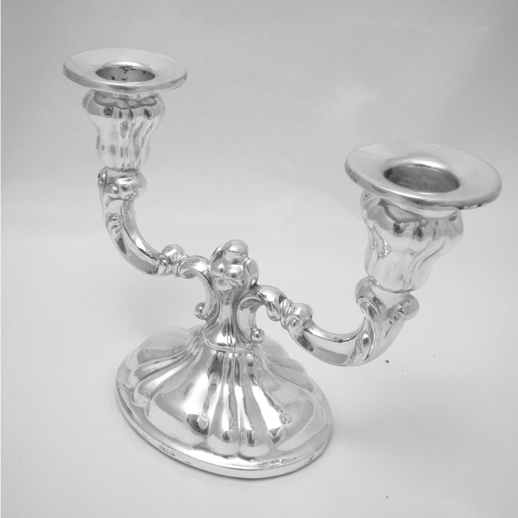 Two-Armed Silver Candelabra, Silver For Sale 3