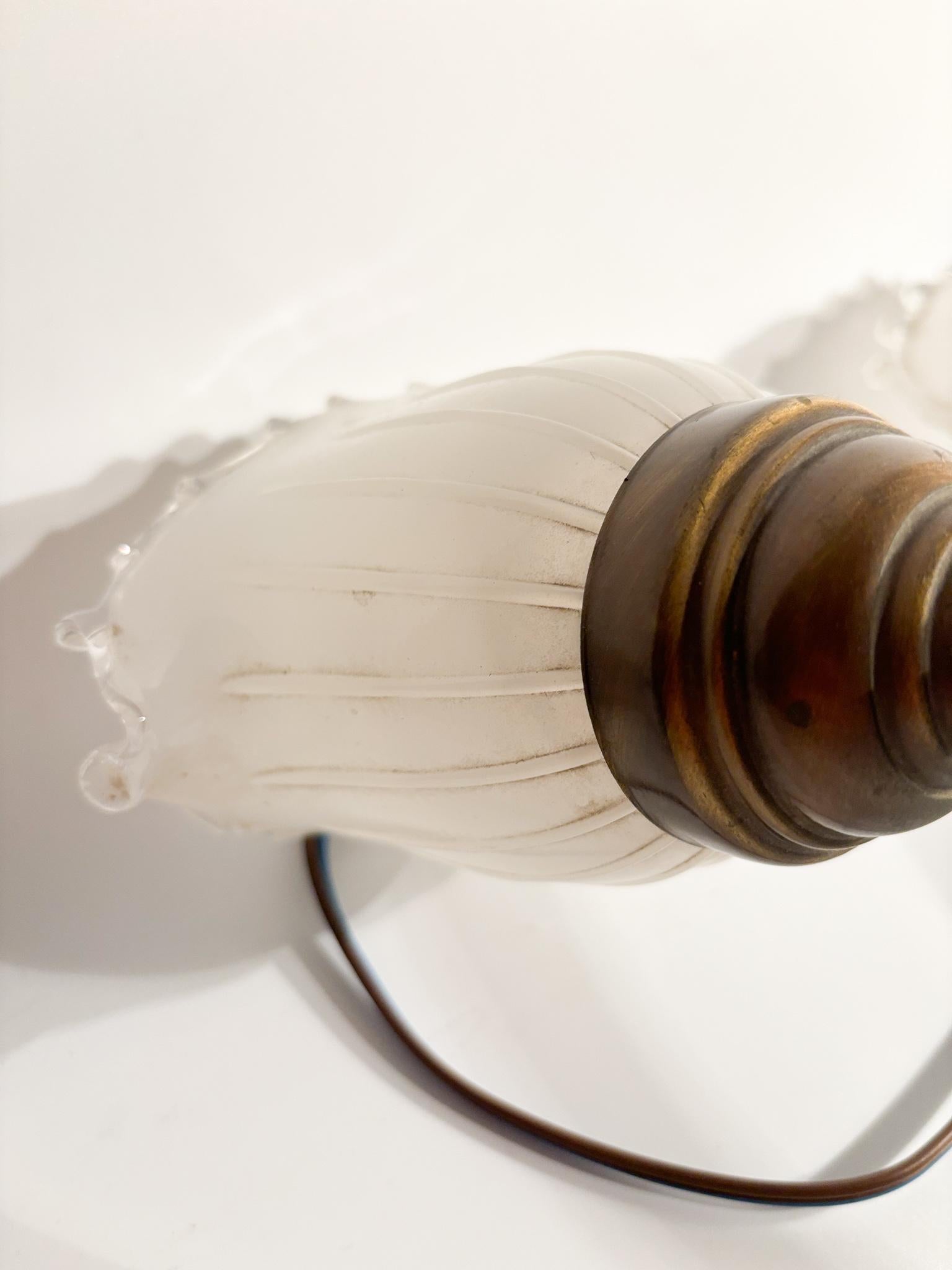 Italian Two-Armed Wall Lamp in Murano Glass and Brass, 1940s For Sale