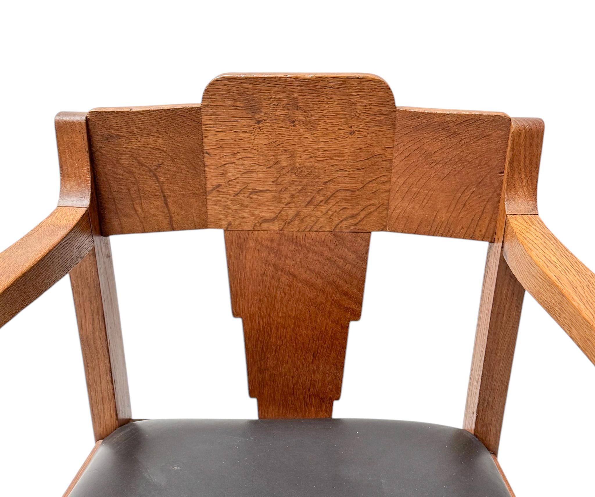 Faux Leather Two Art Deco Amsterdamse School Armchairs, by Frits Spanjaard, 1920s For Sale