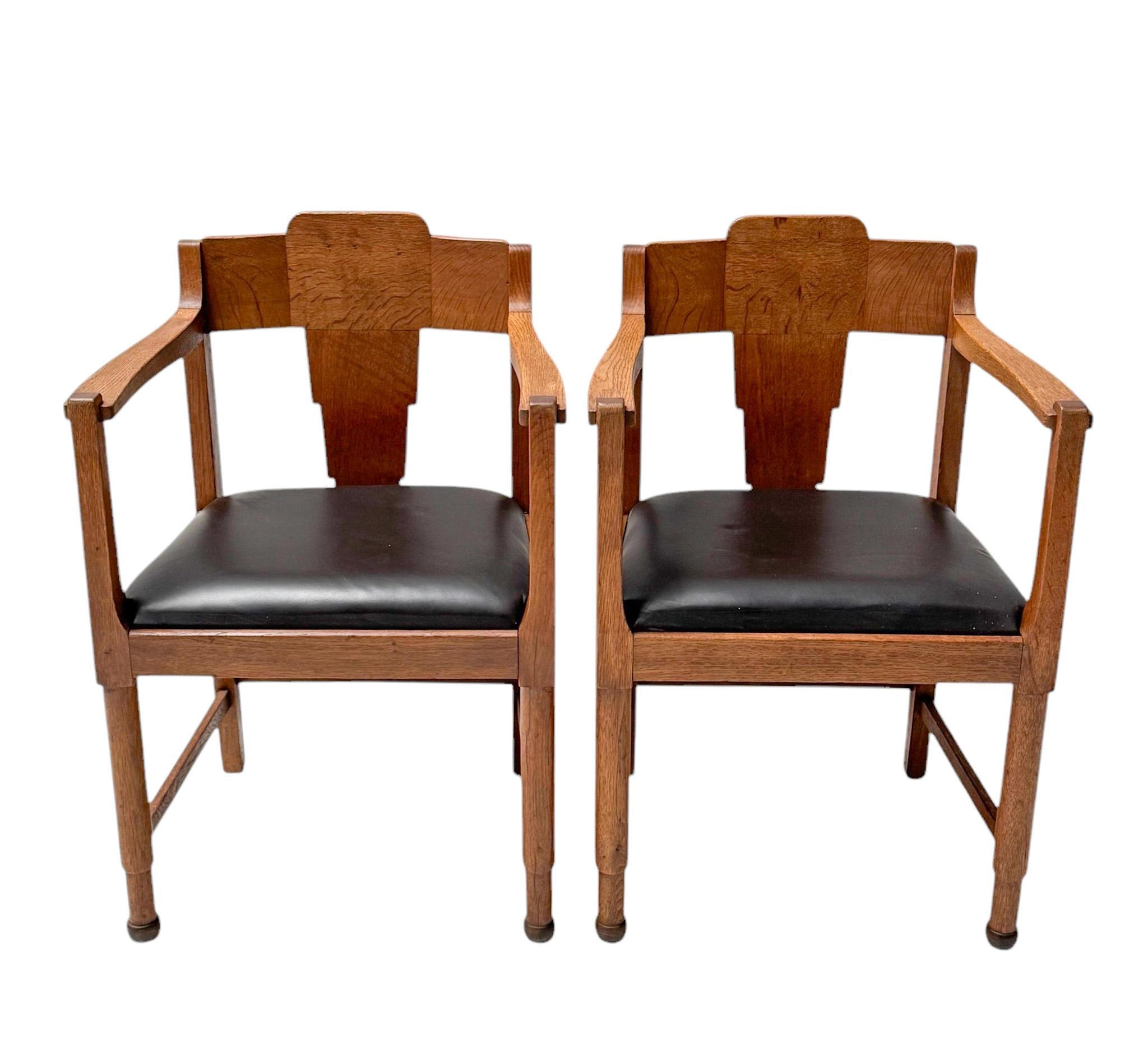 Two Art Deco Amsterdamse School Armchairs, by Frits Spanjaard, 1920s For Sale 1