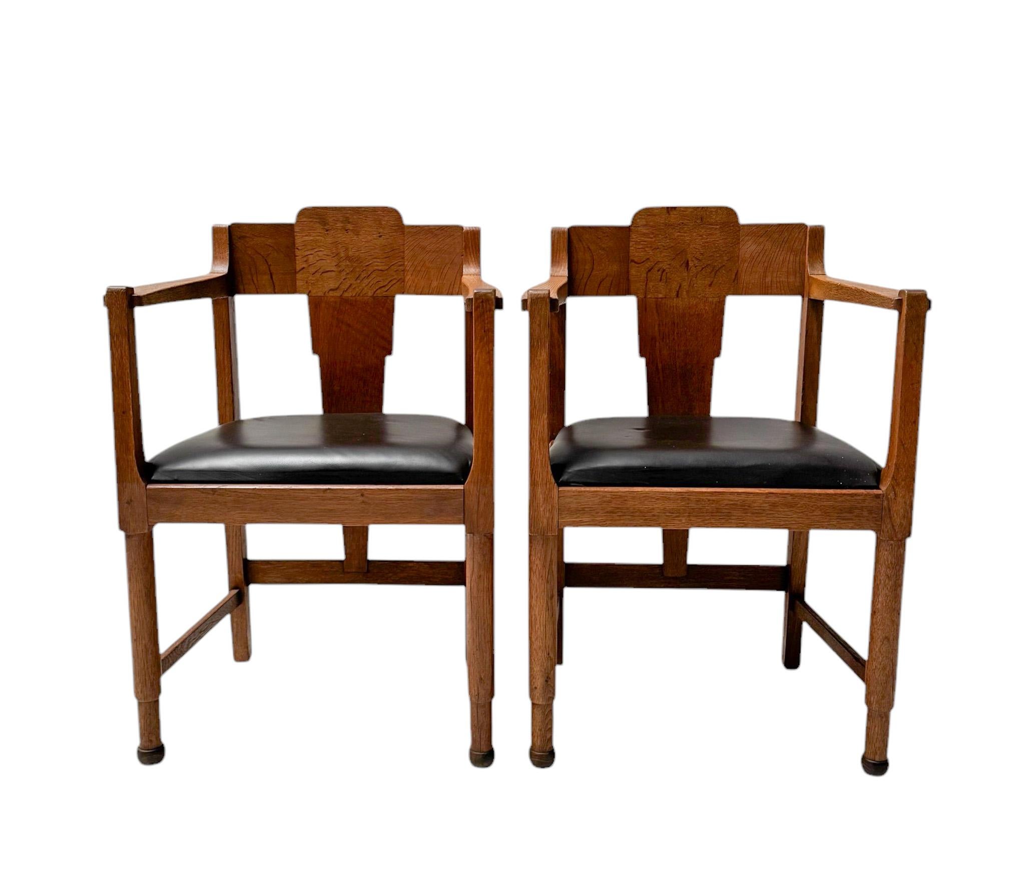 Two Art Deco Amsterdamse School Armchairs, by Frits Spanjaard, 1920s For Sale 2