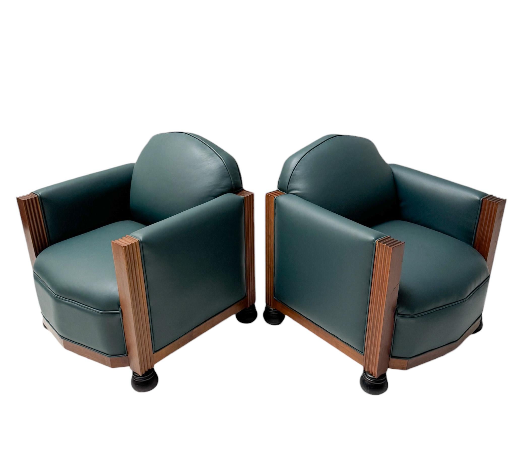 Early 20th Century Two Art Deco Amsterdamse School Lounge Chairs by Fa. Drilling Amsterdam, 1920s For Sale
