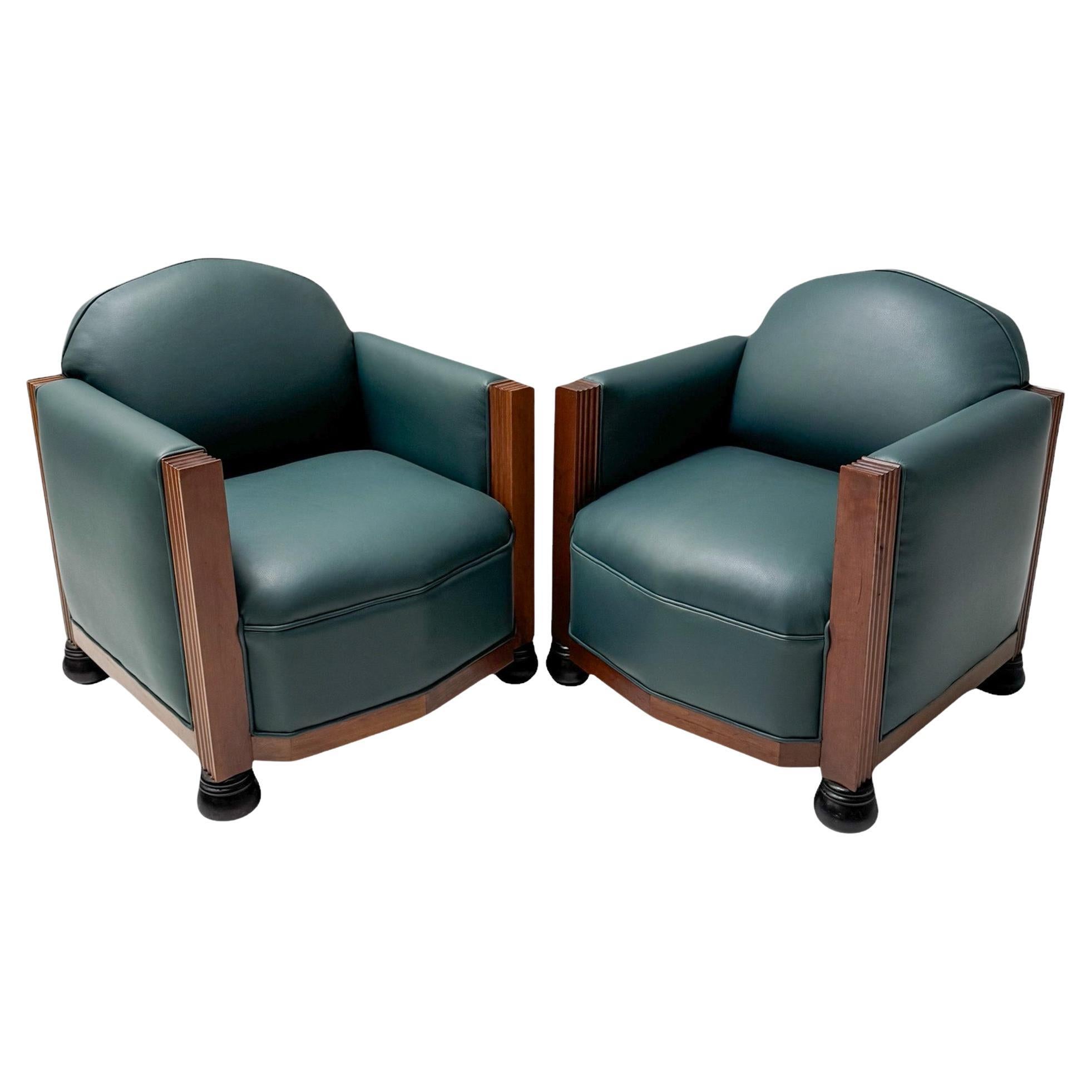 Two Art Deco Amsterdamse School Lounge Chairs by Fa. Drilling Amsterdam, 1920s