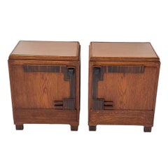 Two Art Deco Amsterdamse School Nightstands or Bedside Tables, 1920s