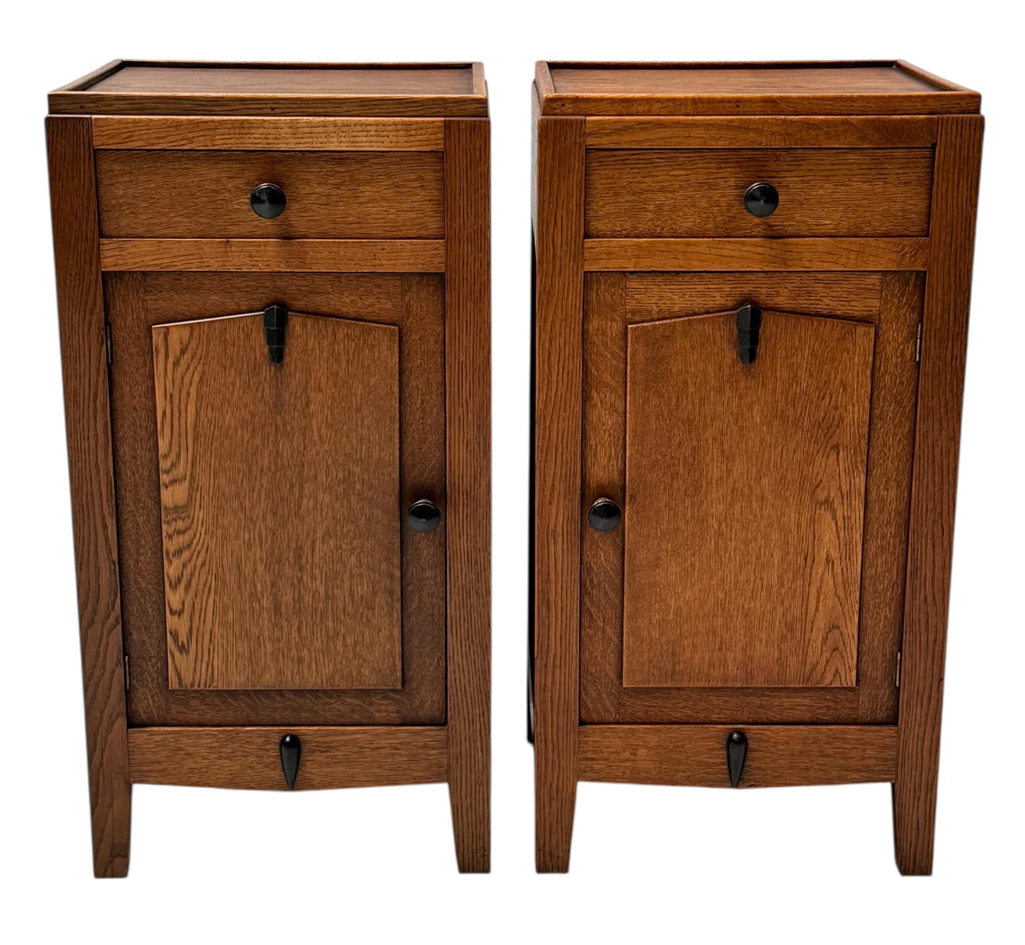 Dutch Two Art Deco Amsterdamse School Nightstands or Bedside Tables, 1920s For Sale