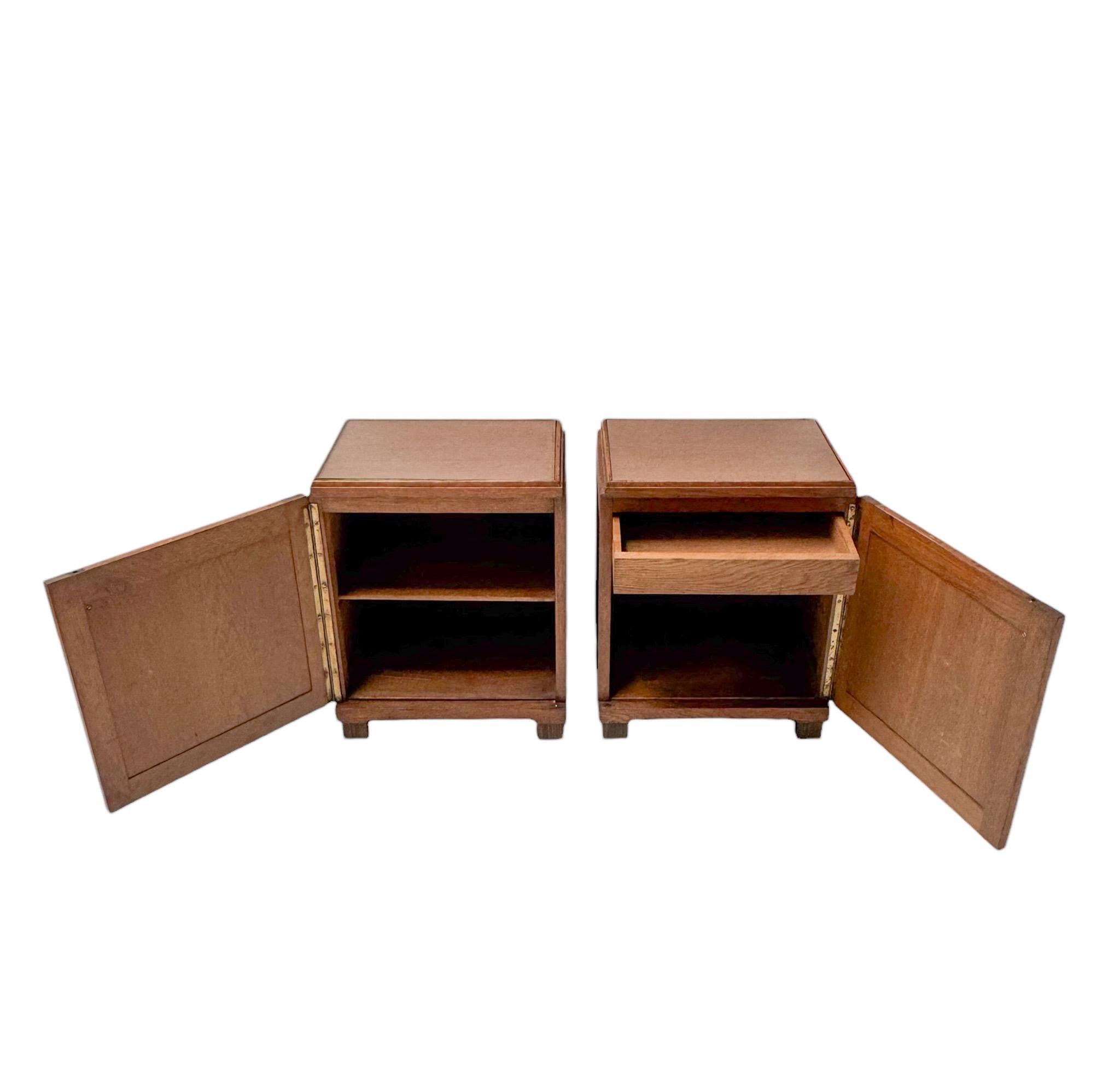 Early 20th Century Two Art Deco Amsterdamse School Nightstands or Bedside Tables, 1920s