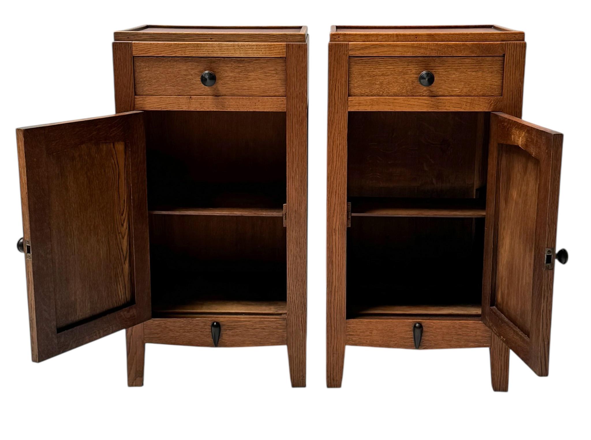 Early 20th Century Two Art Deco Amsterdamse School Nightstands or Bedside Tables, 1920s For Sale