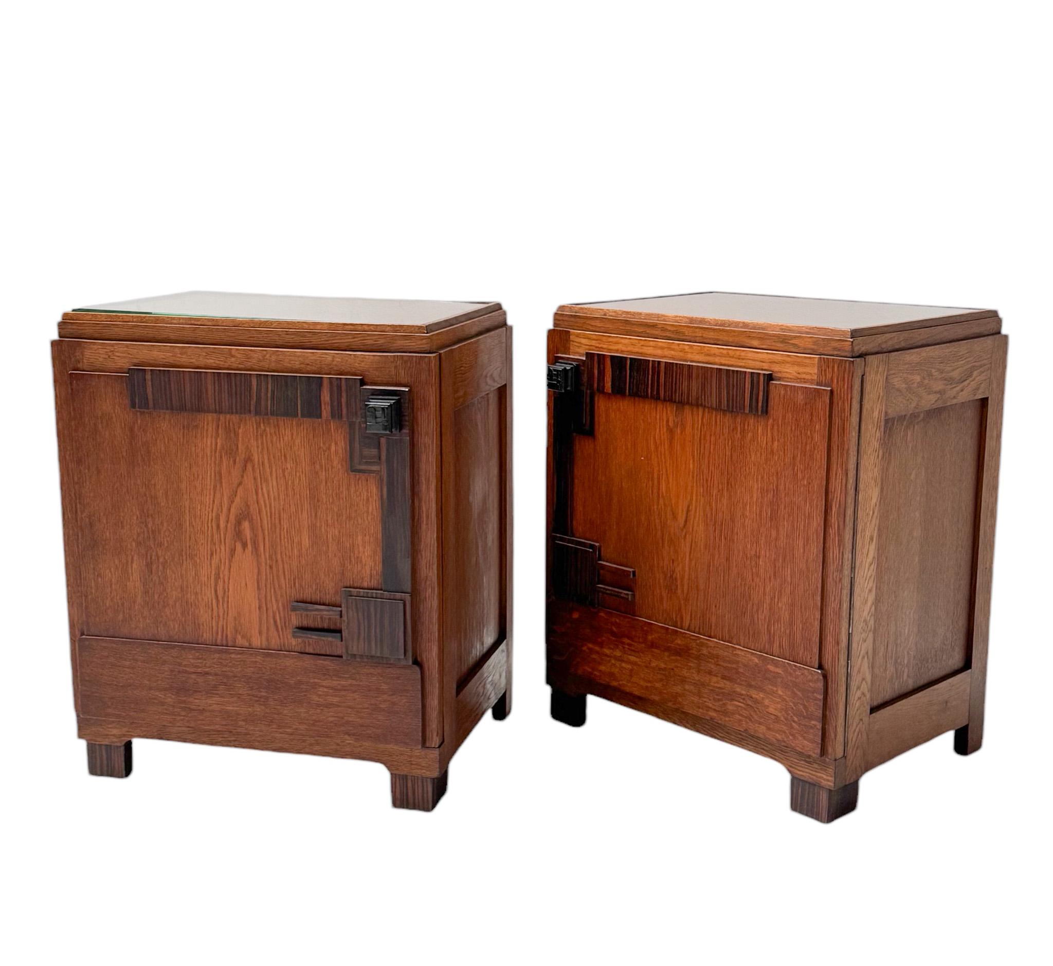 Two Art Deco Amsterdamse School Nightstands or Bedside Tables, 1920s 1