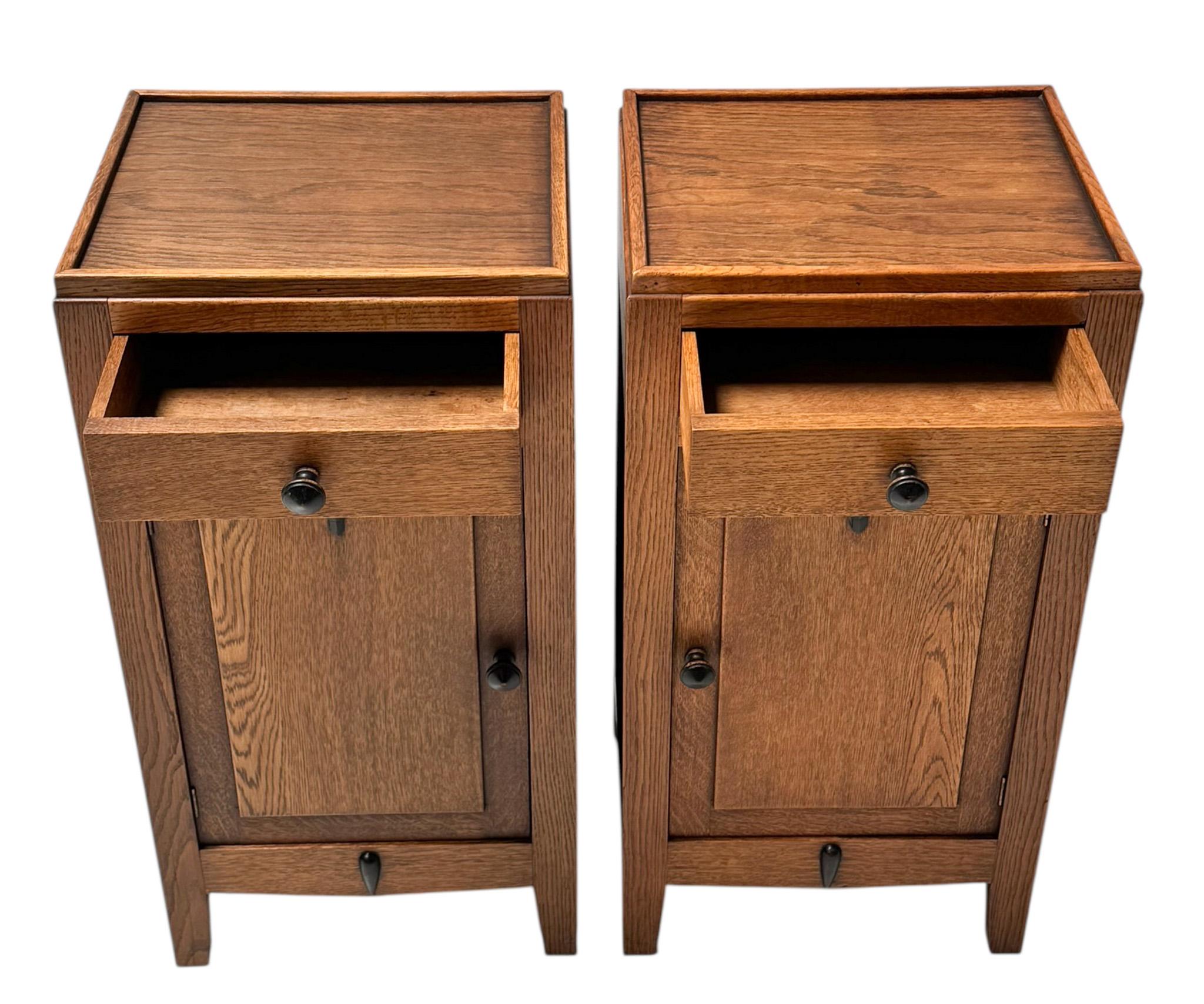 Two Art Deco Amsterdamse School Nightstands or Bedside Tables, 1920s For Sale 1