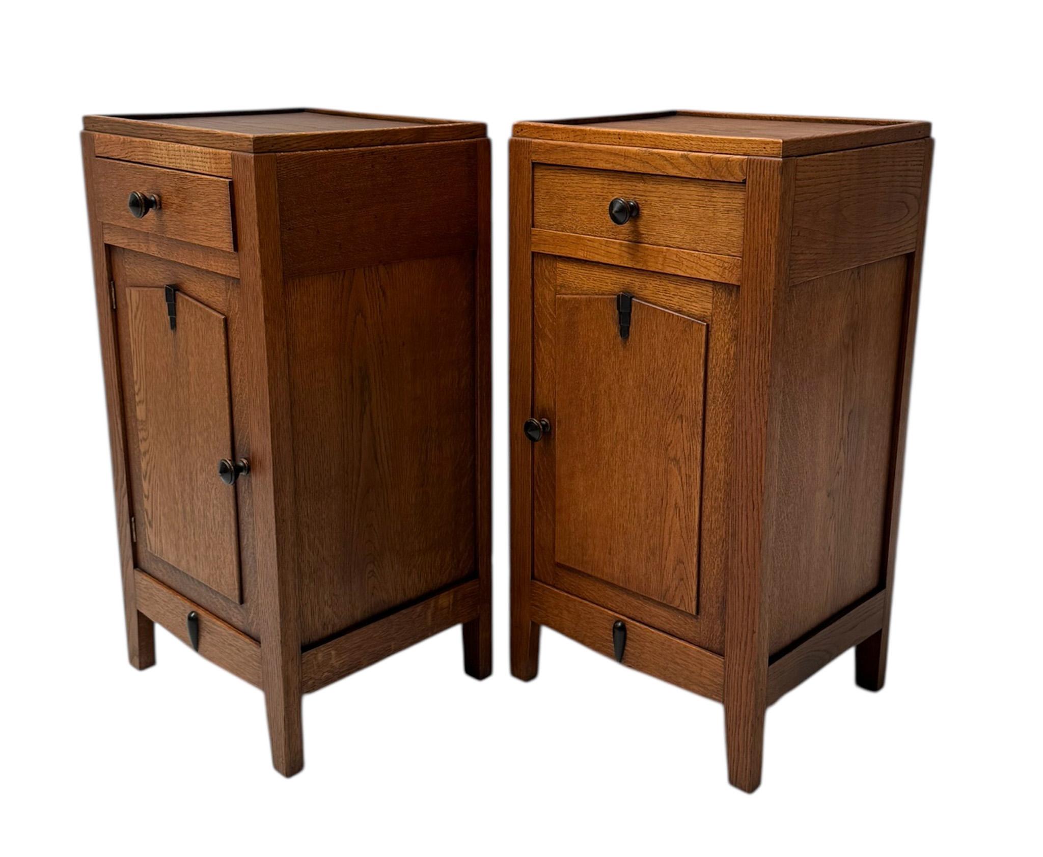Two Art Deco Amsterdamse School Nightstands or Bedside Tables, 1920s For Sale 2