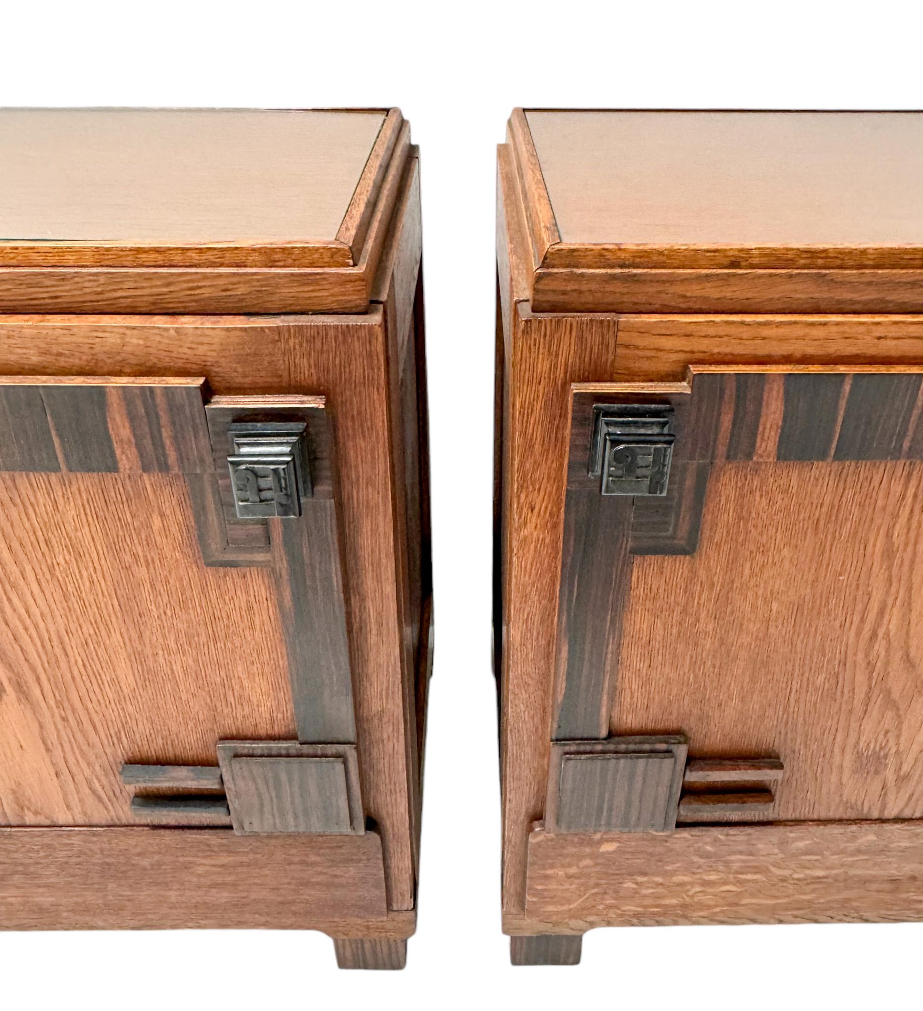 Two Art Deco Amsterdamse School Nightstands or Bedside Tables, 1920s 3
