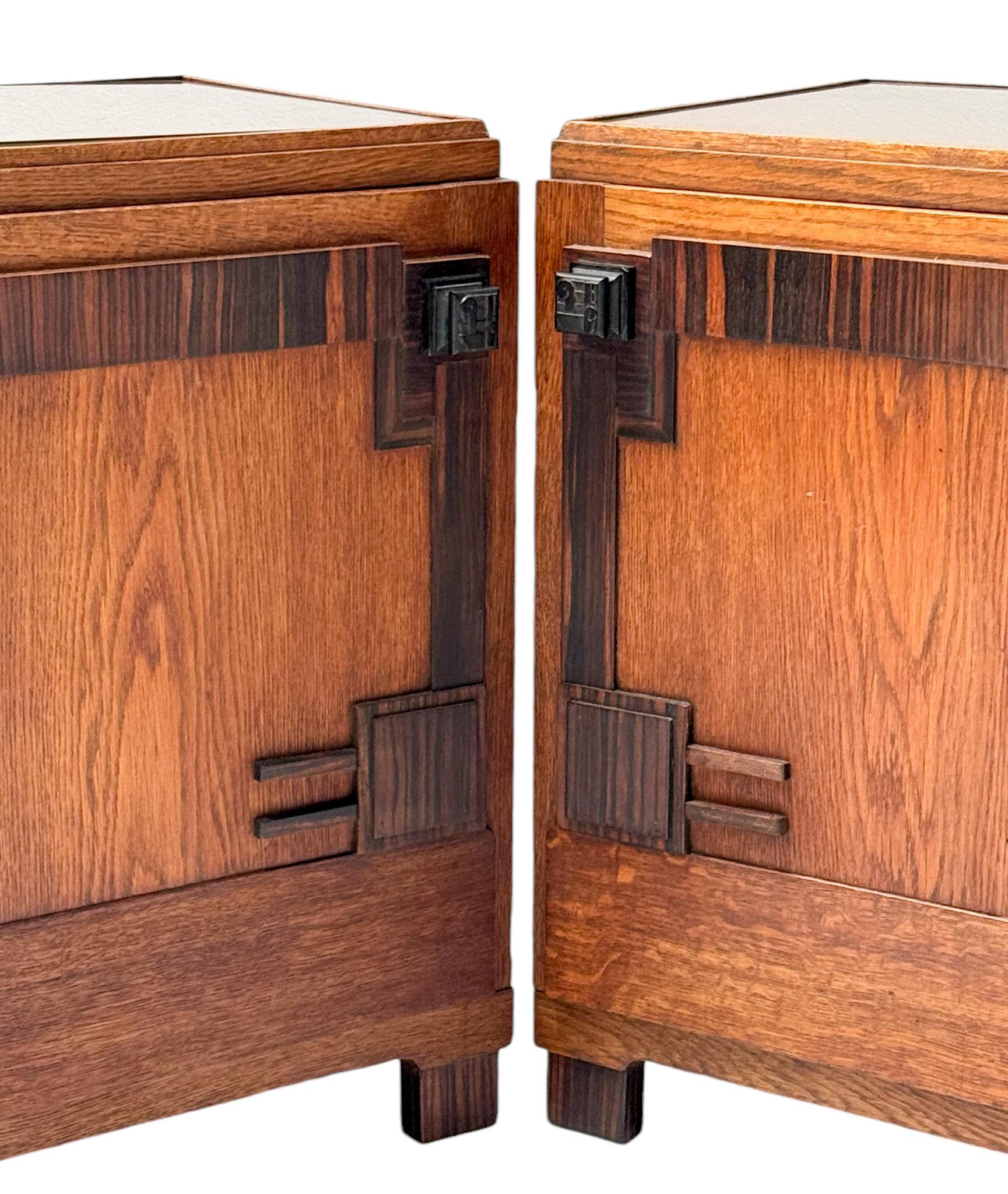 Two Art Deco Amsterdamse School Nightstands or Bedside Tables, 1920s 4