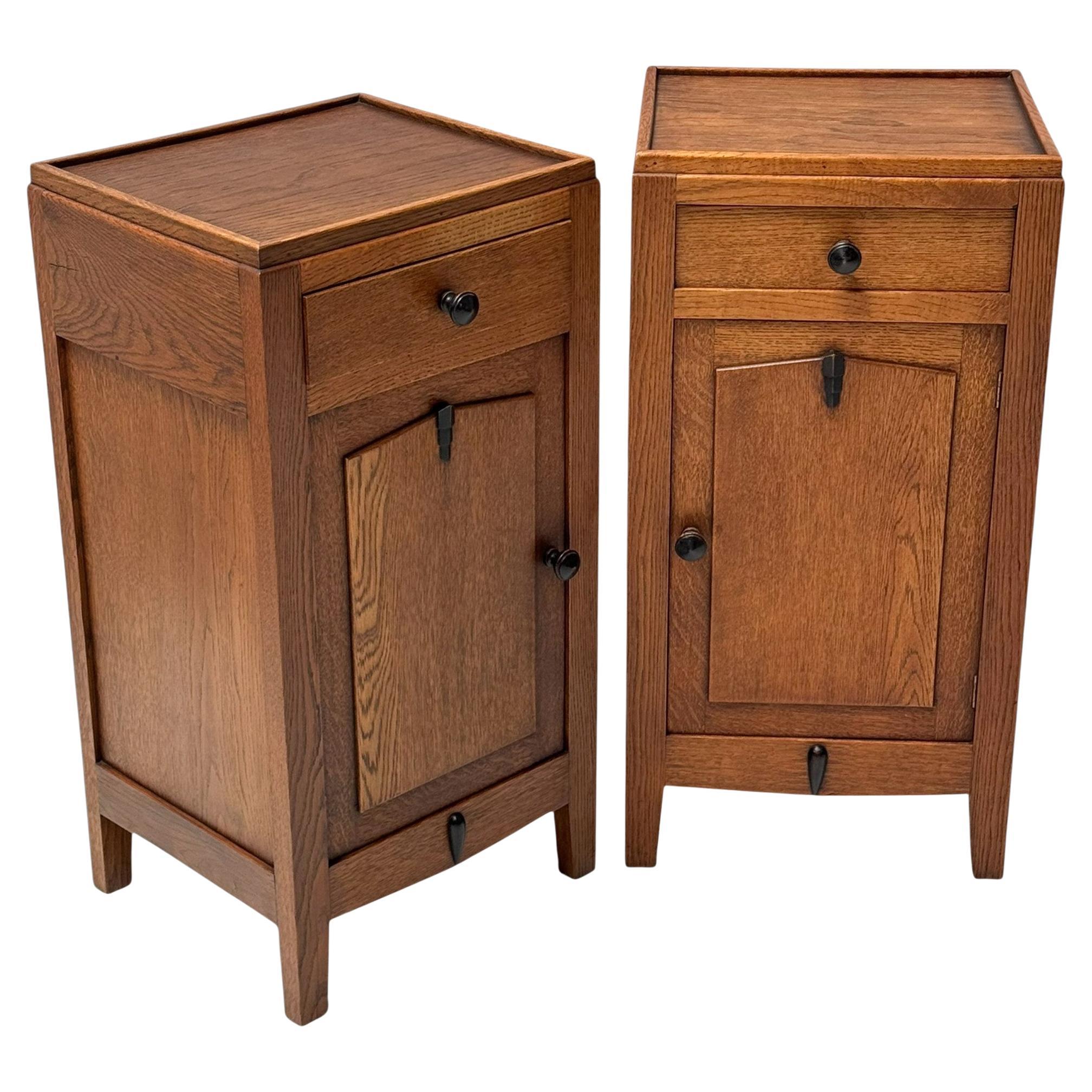 Two Art Deco Amsterdamse School Nightstands or Bedside Tables, 1920s For Sale