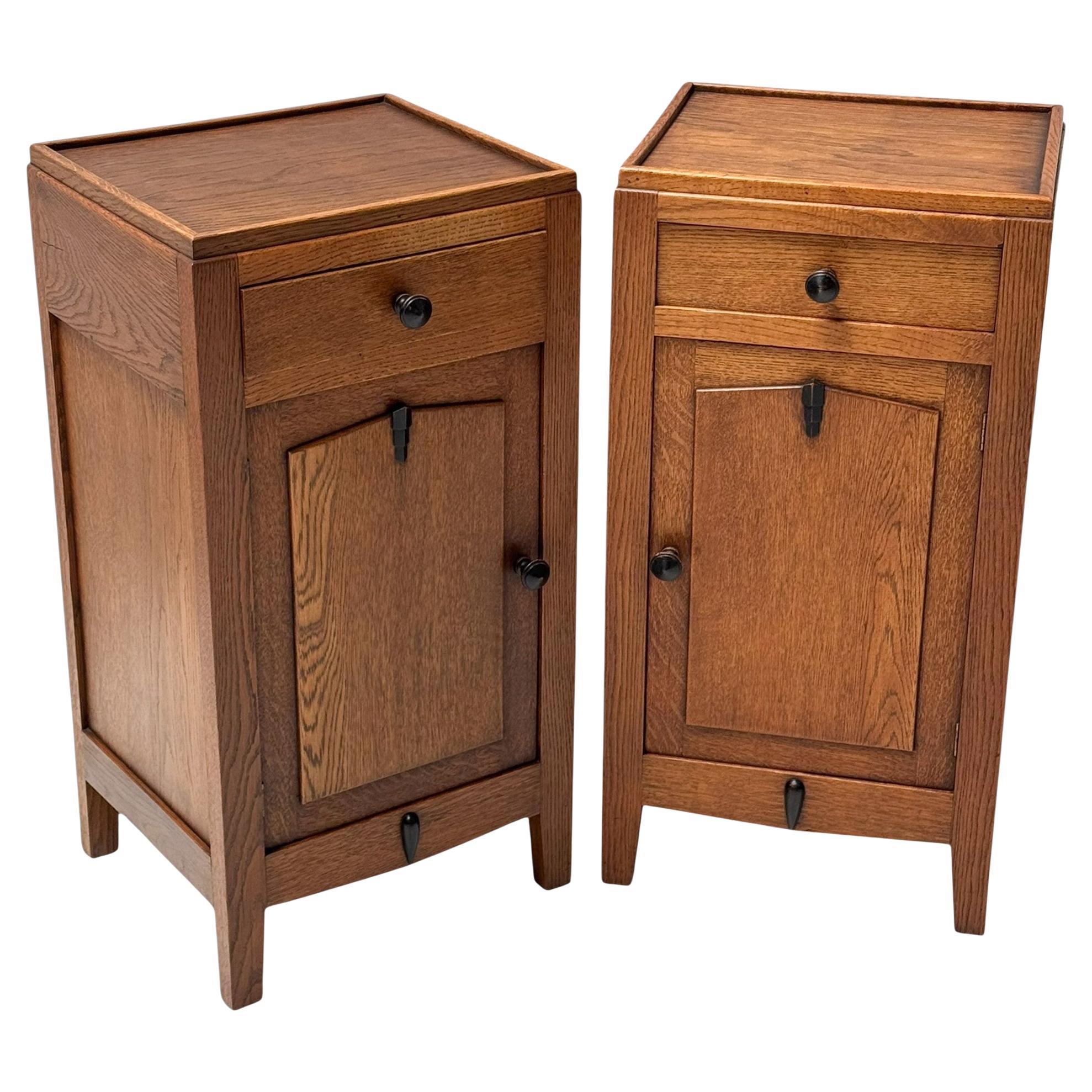 Two Art Deco Amsterdamse School Nightstands or Bedside Tables, 1920s For Sale
