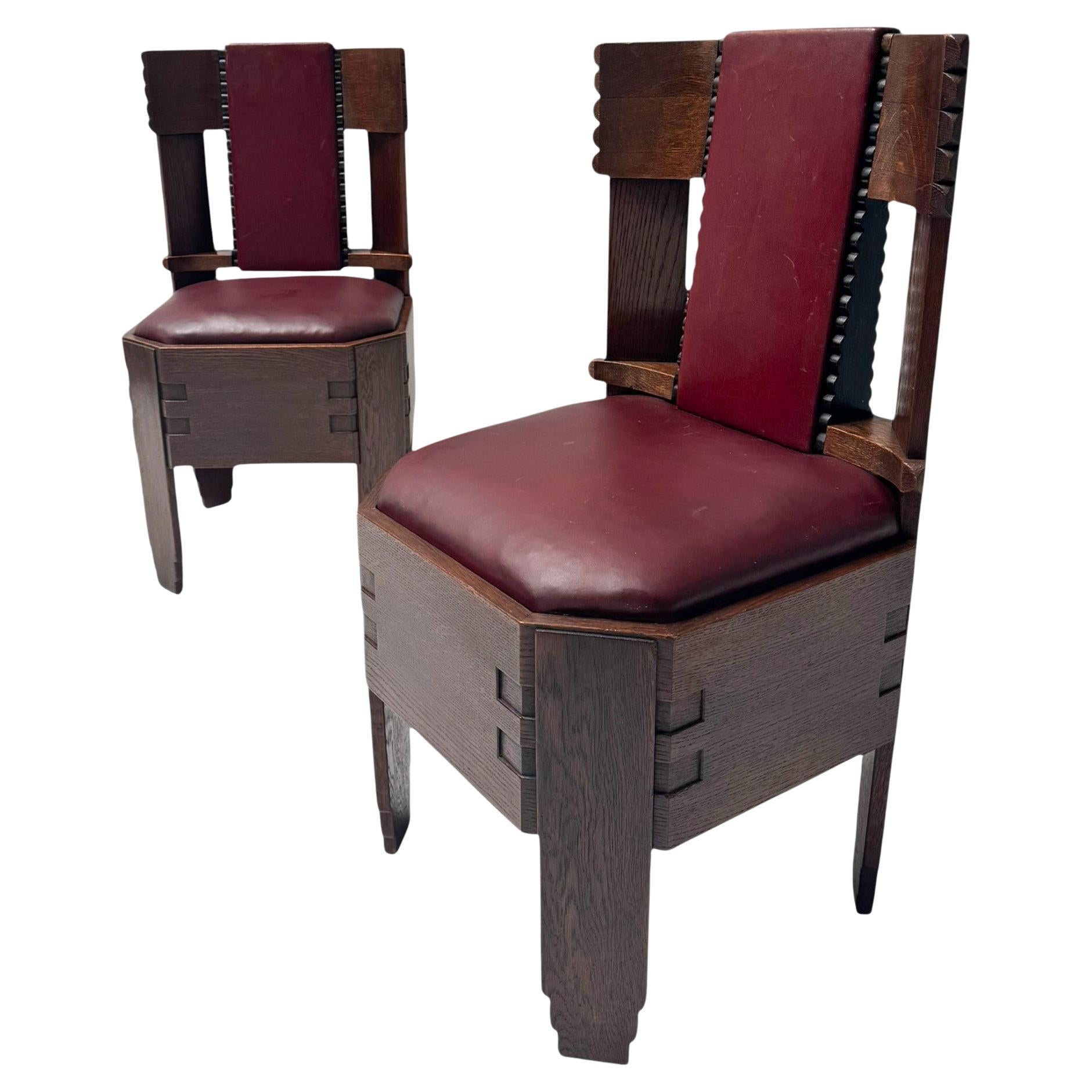Zwei Art Deco Amsterdamse School Beistellstühle im Stil von Eibink & Snellebrand, 1920er Jahre im Angebot