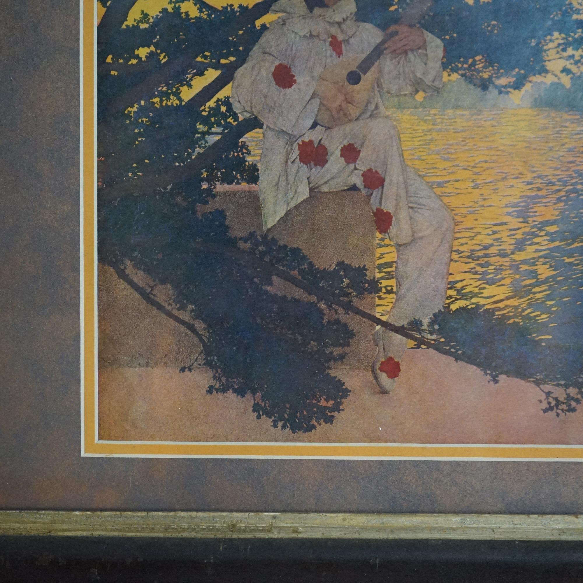 Two Art Deco Antique Maxfield Parrish Prints “Pierrot’s Serenade” C1920 For Sale 2