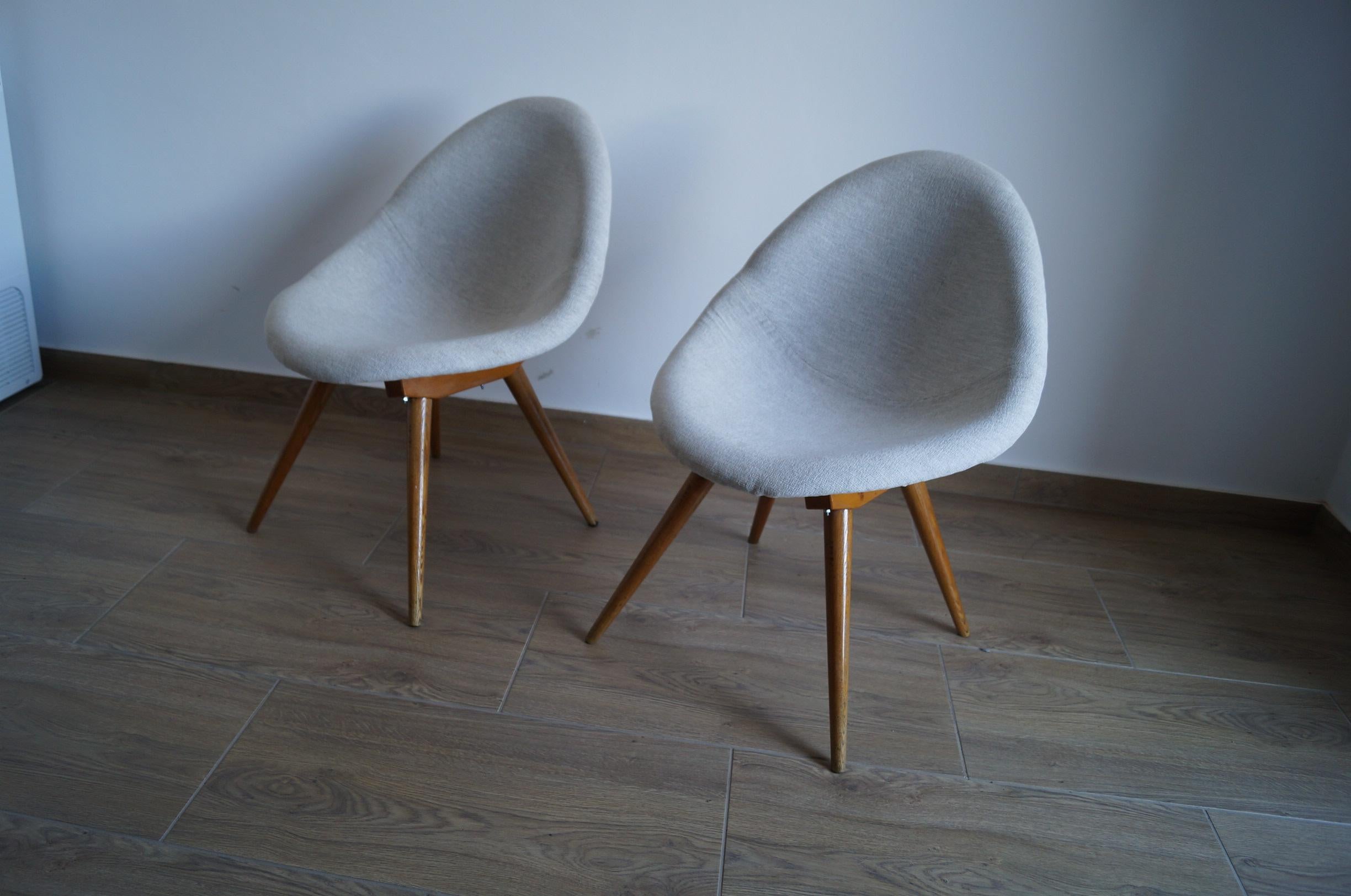 Two Art Deco Armchair Shell from 1950 In Good Condition For Sale In Kraków, Małopolska
