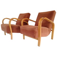 Vintage Two Art Deco Armchair J.Halabala HF-11