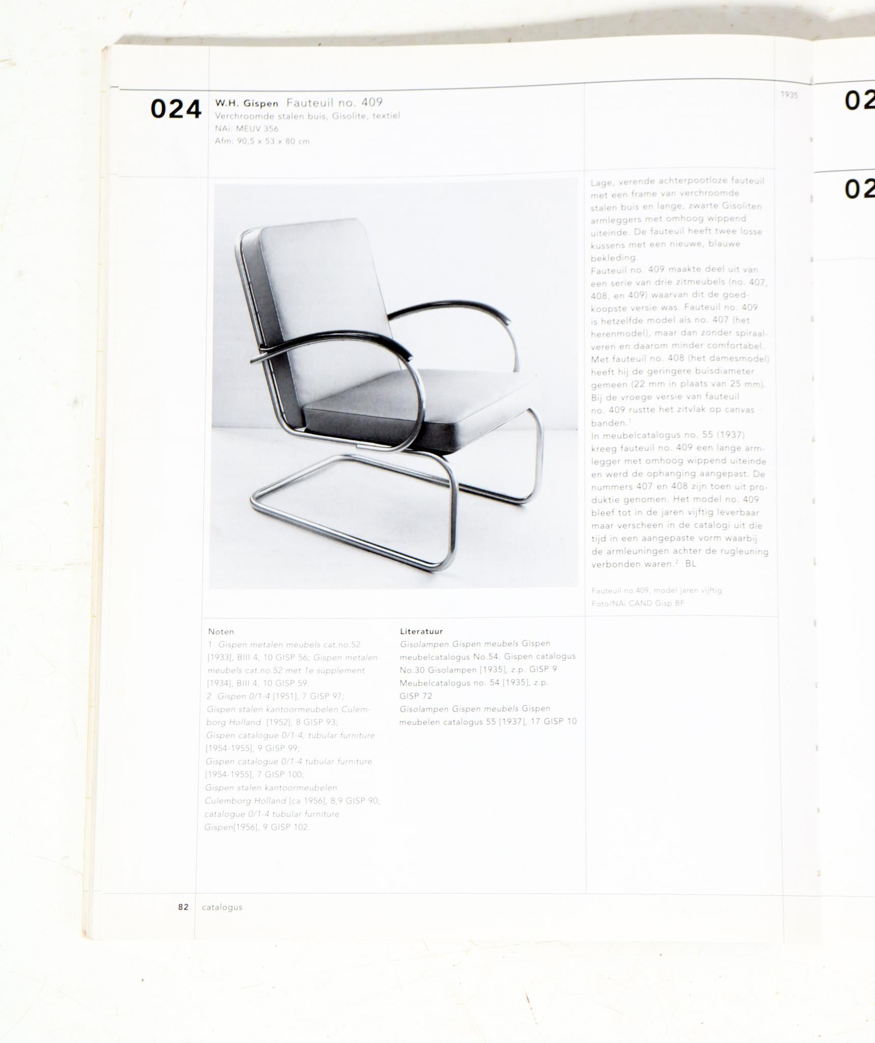 Deux chaises longues Art Déco Bauhaus modèle 409 de W.H. Gispen pour Gispen, années 1930 en vente 3