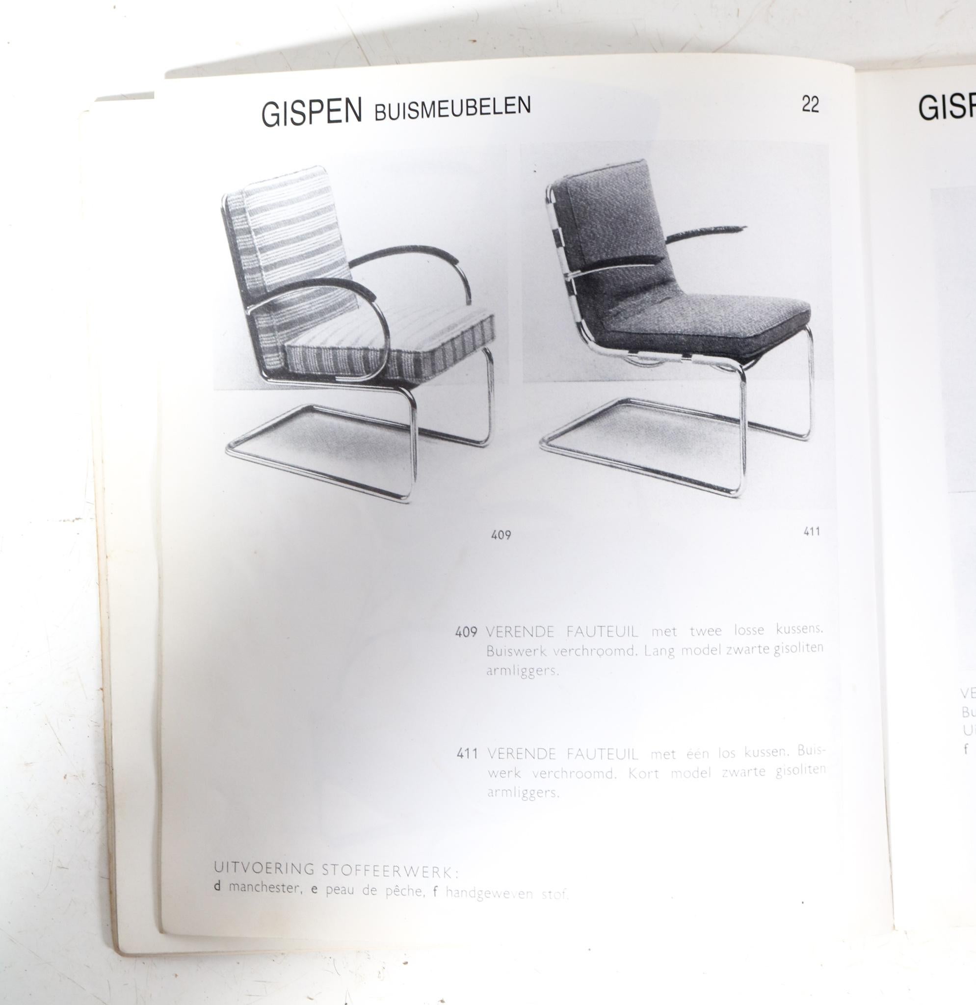 Two Art Deco Bauhaus Model 409 Lounge Chairs by W.H. Gispen for Gispen, 1930s For Sale 5