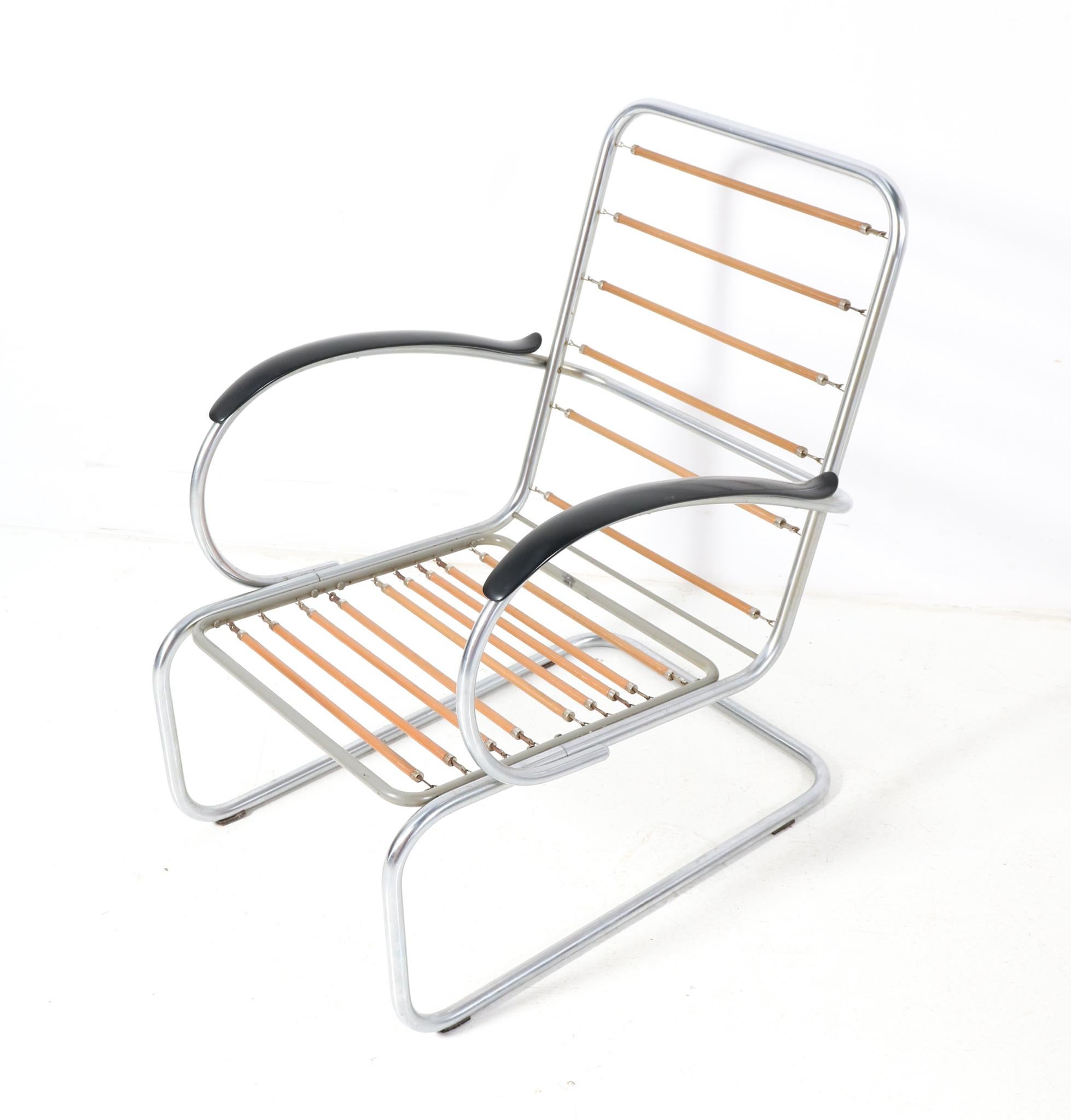 Two Art Deco Bauhaus Model 409 Lounge Chairs by W.H. Gispen for Gispen, 1930s For Sale 2