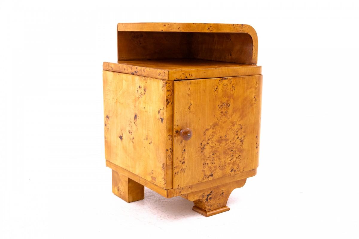 Deux tables de chevet Art déco, Pologne, milieu du XXe siècle. Bon état - En vente à Chorzów, PL