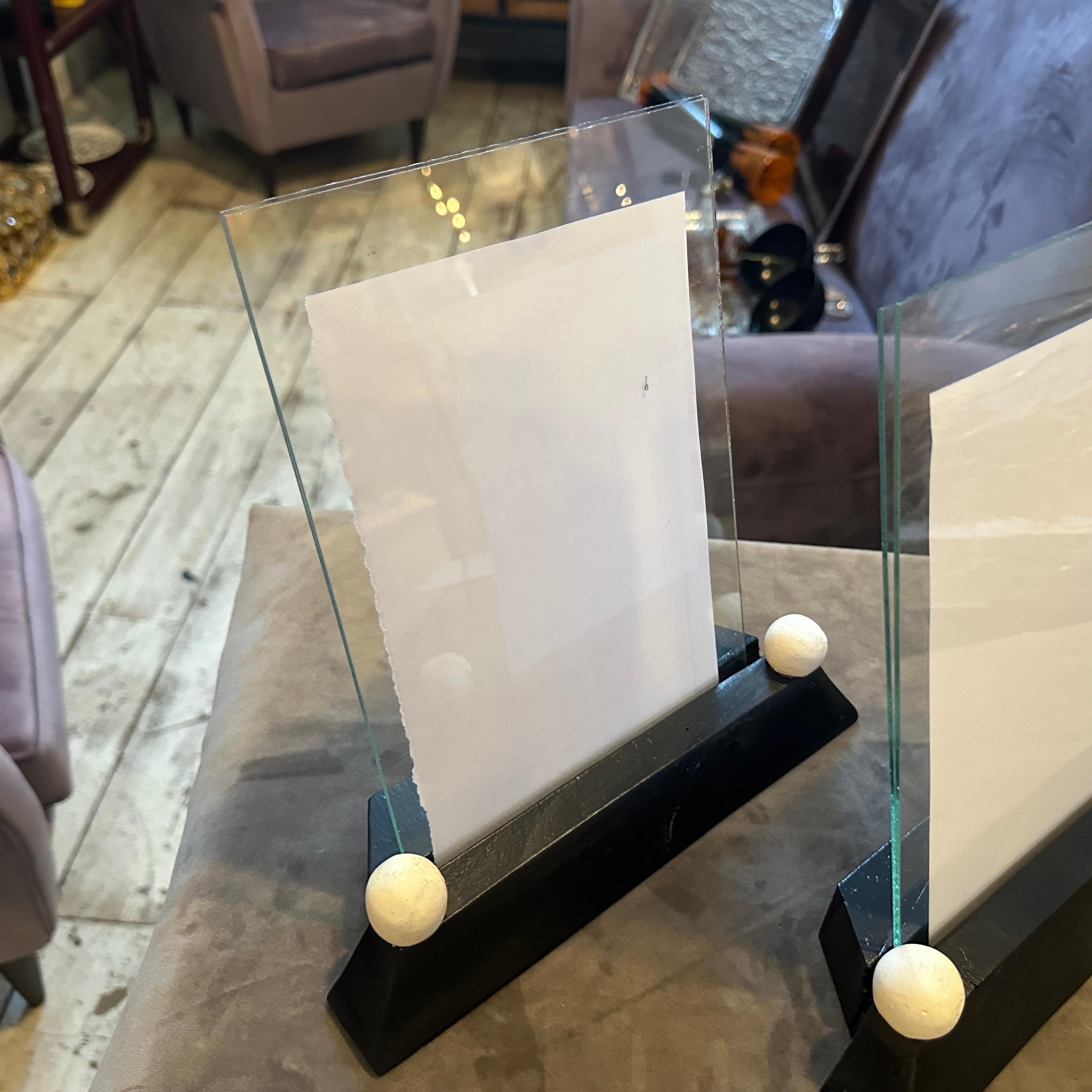Two Art Deco Black and White Lacquered Wood and Glass French Picture Frames For Sale 6