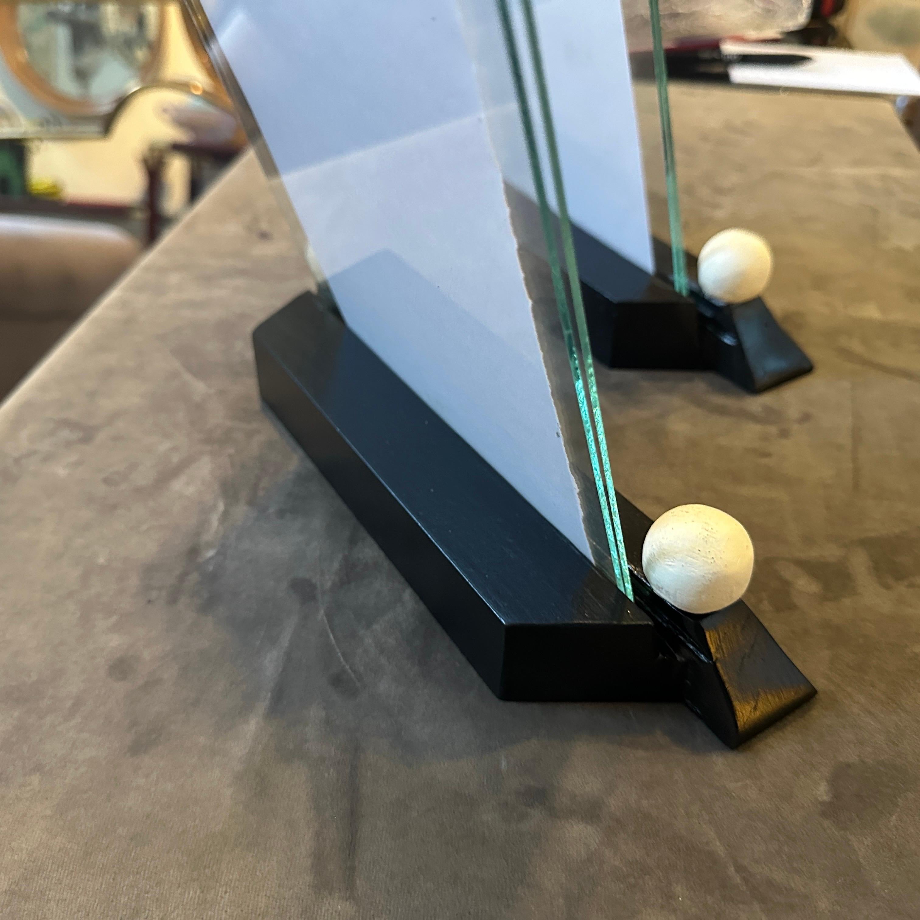 Two Art Deco Black and White Lacquered Wood and Glass French Picture Frames For Sale 7
