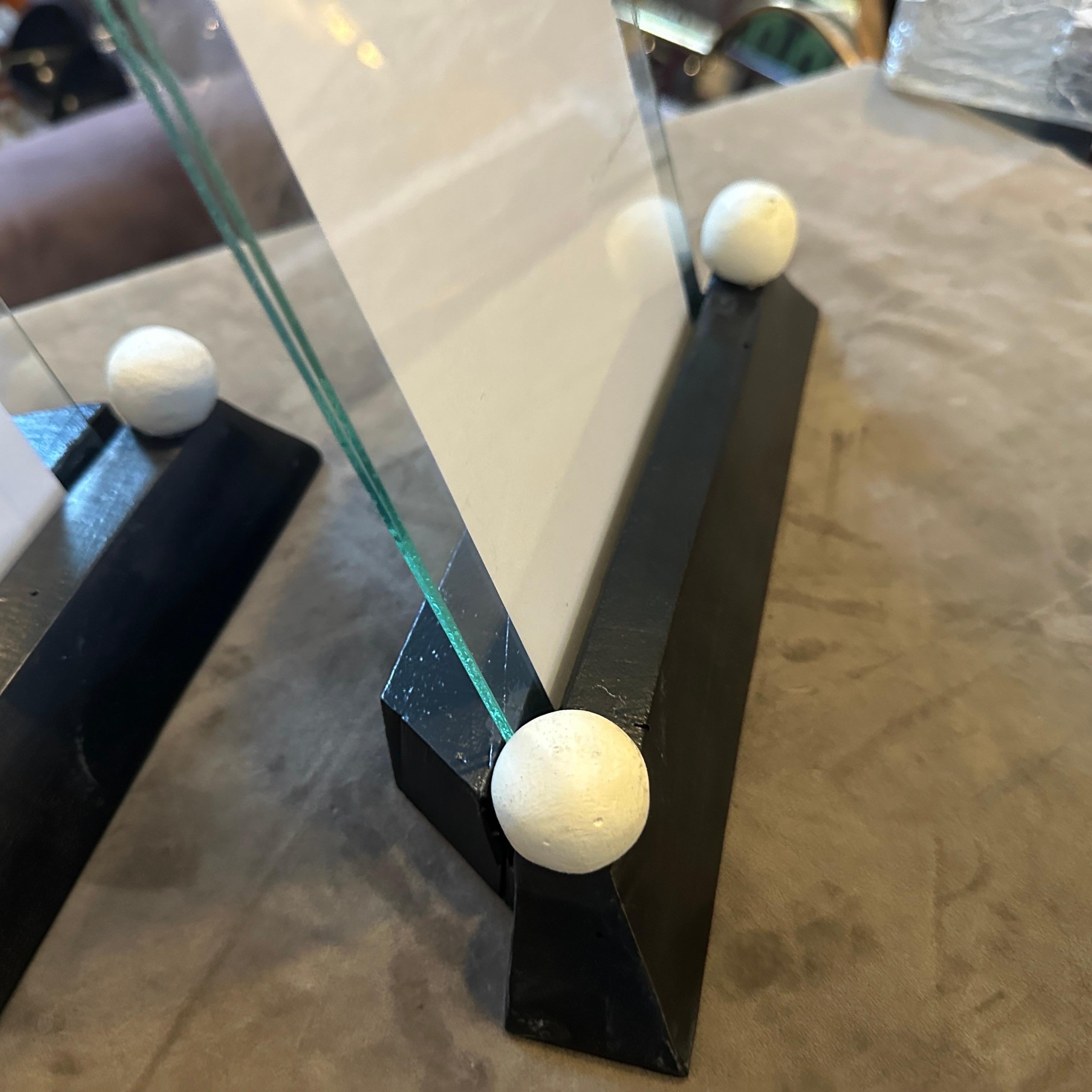 Two Art Deco Black and White Lacquered Wood and Glass French Picture Frames For Sale 9