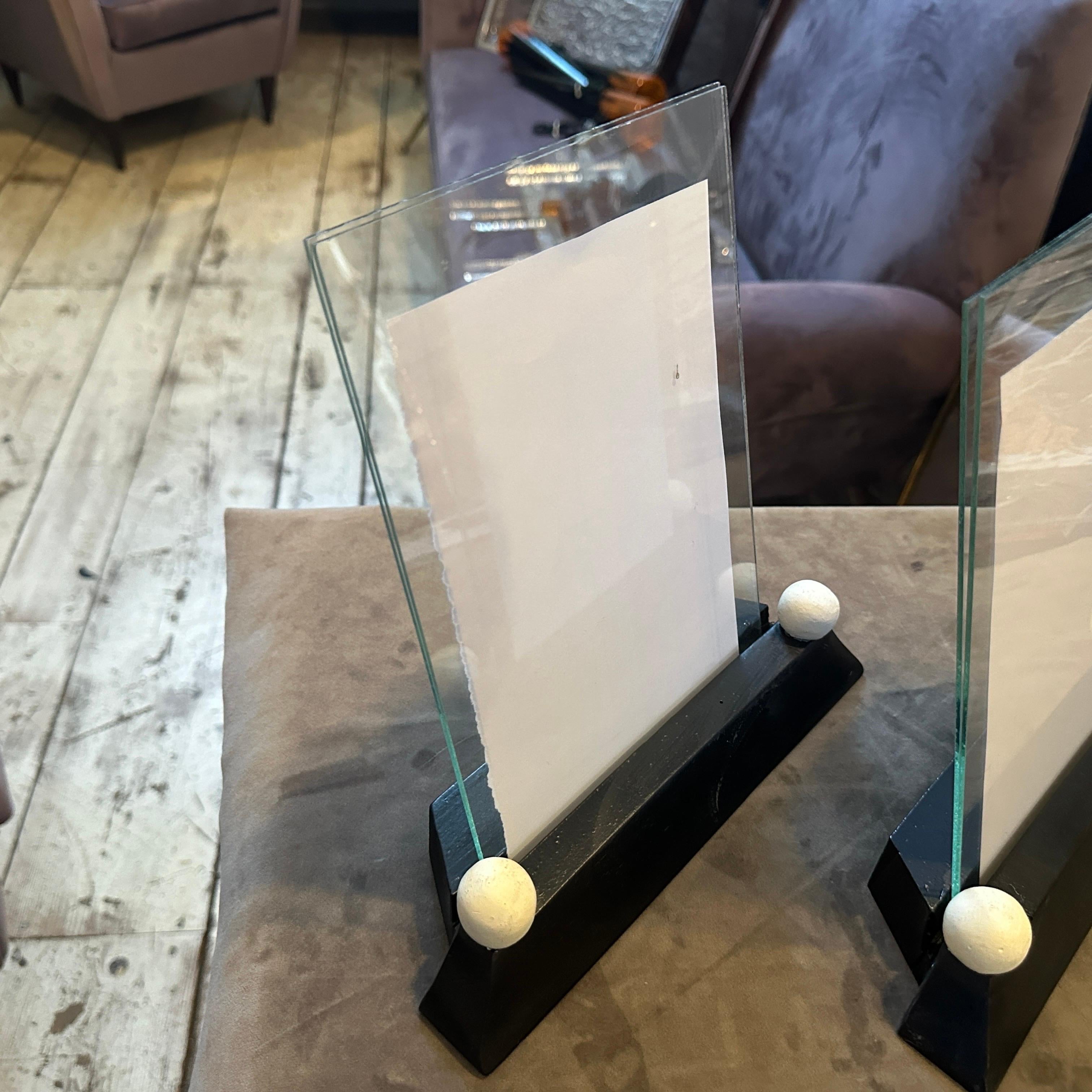 Two Art Deco Black and White Lacquered Wood and Glass French Picture Frames For Sale 10