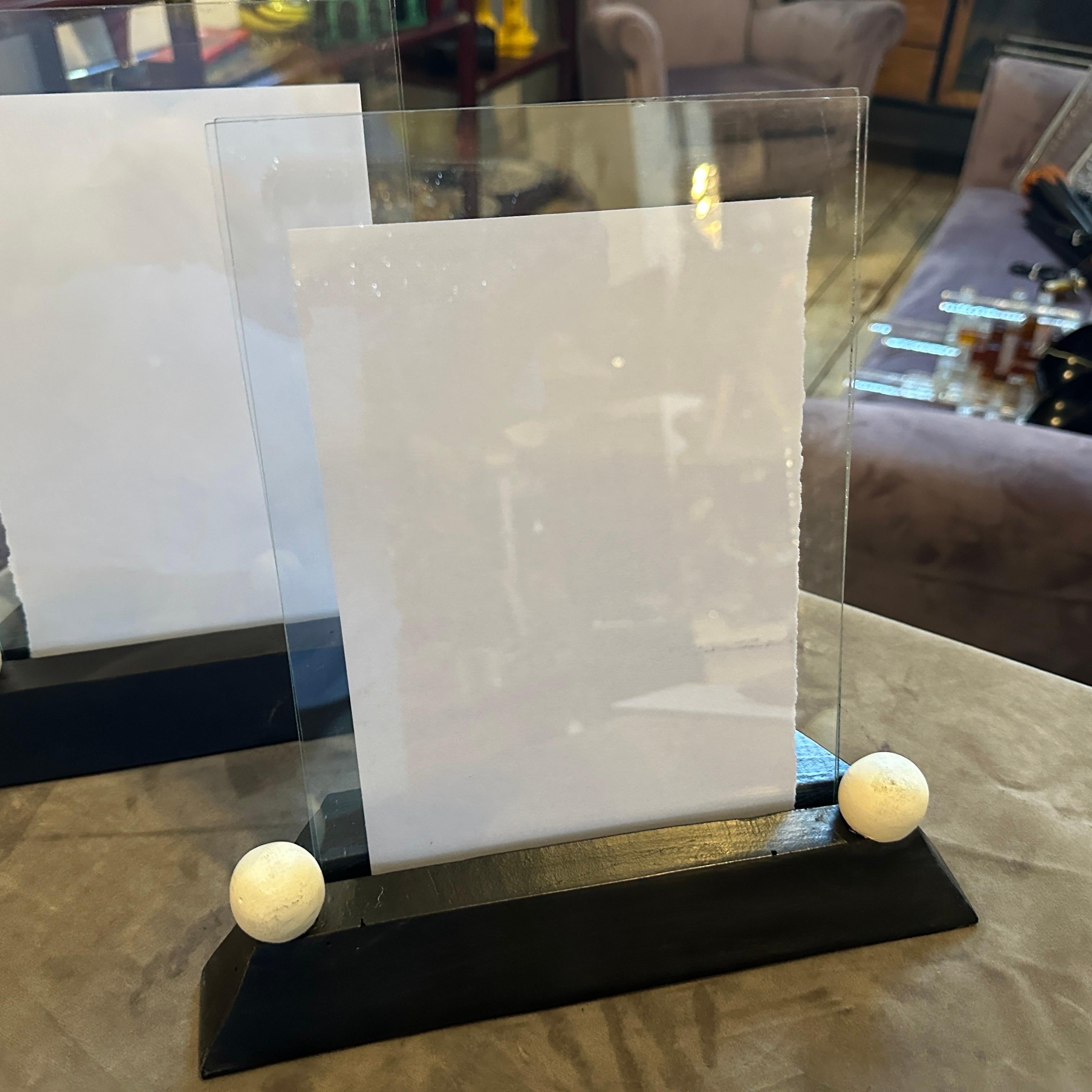 Two Art Deco Black and White Lacquered Wood and Glass French Picture Frames For Sale 11