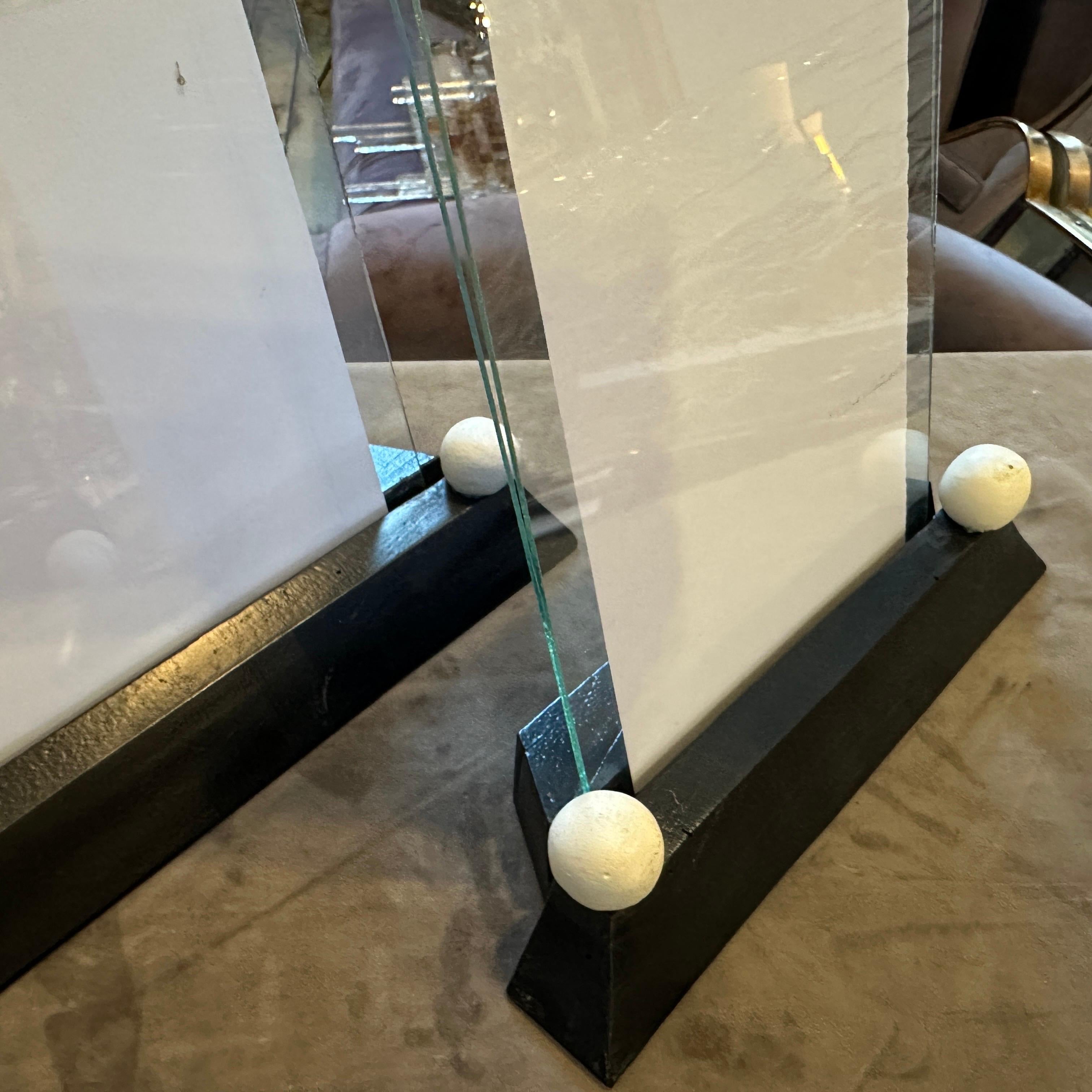 20th Century Two Art Deco Black and White Lacquered Wood and Glass French Picture Frames For Sale
