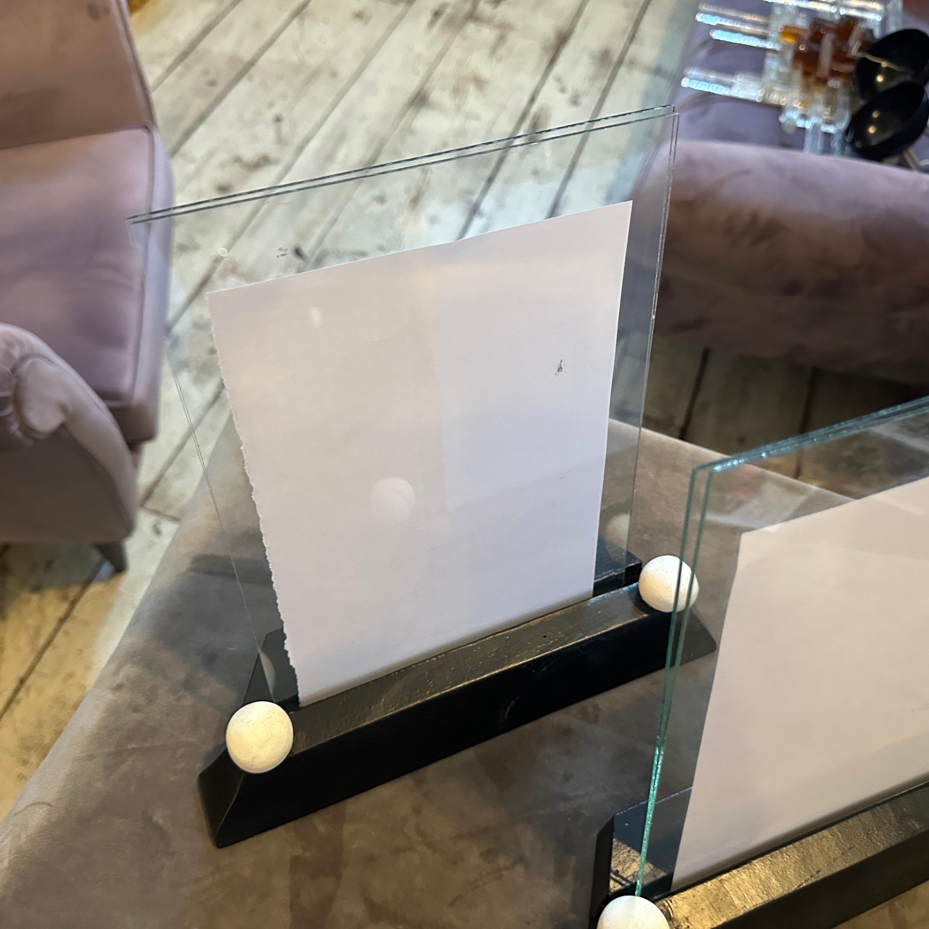 Two Art Deco Black and White Lacquered Wood and Glass French Picture Frames For Sale 1