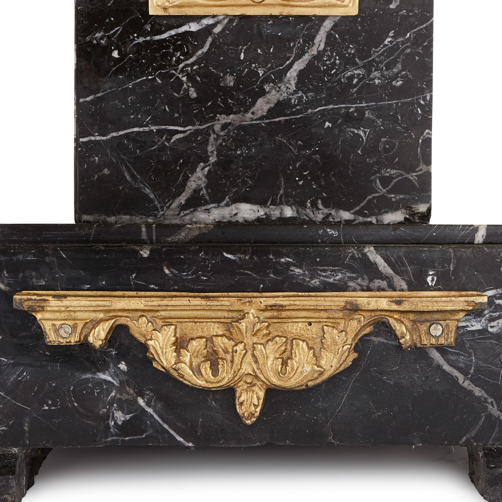Two Art Deco Black Marble and Gilt Bronze Stands 1