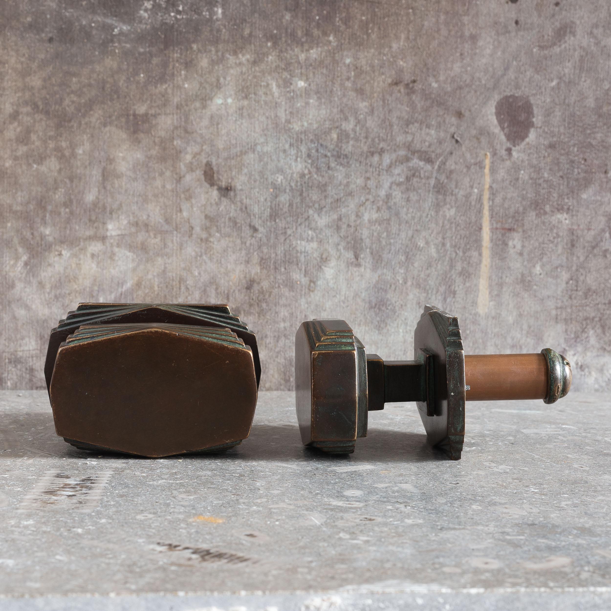 20th Century Two Art Deco Bronze Centre Pulls For Sale