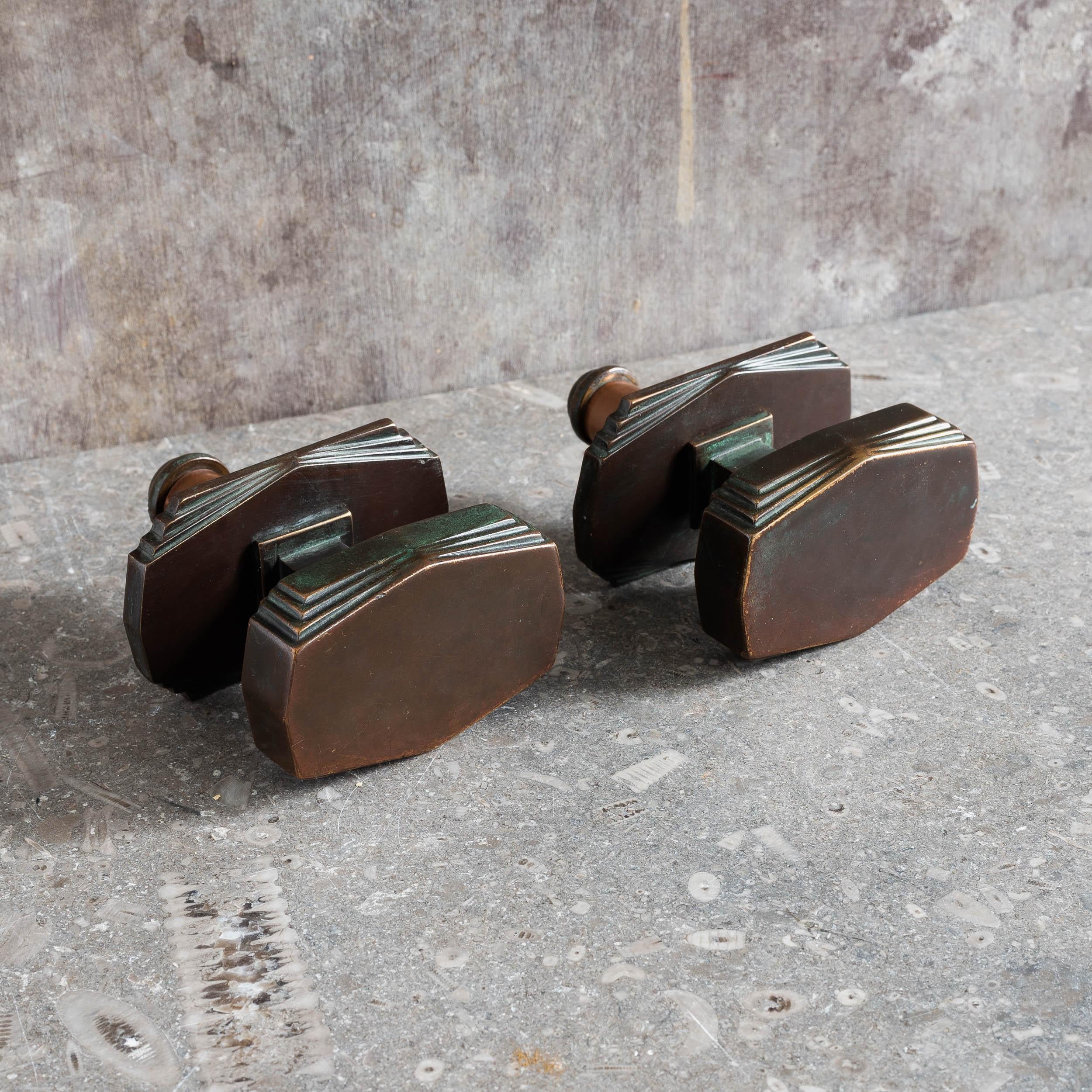 Two Art Deco Bronze Centre Pulls For Sale 1