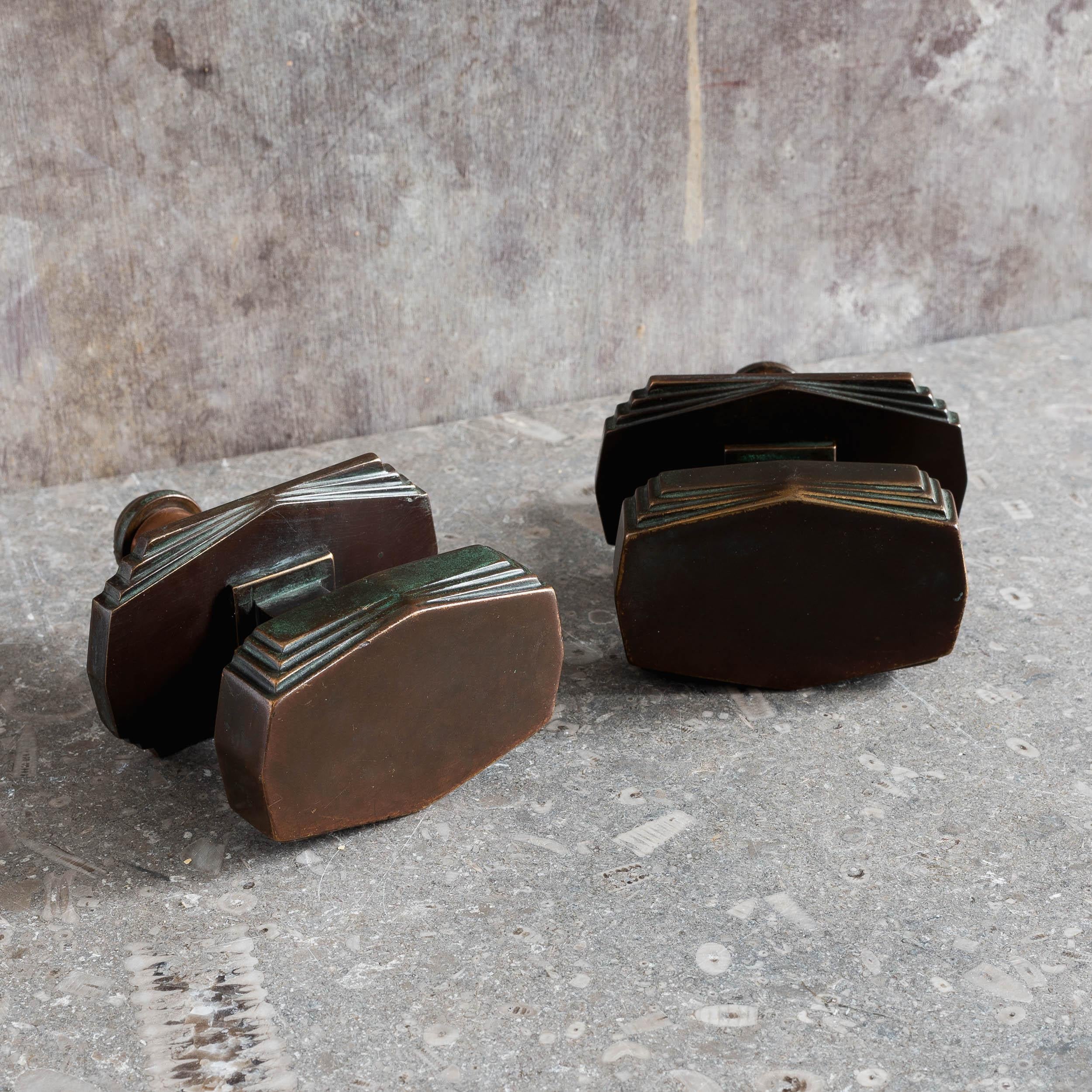 Two Art Deco Bronze Centre Pulls For Sale 2