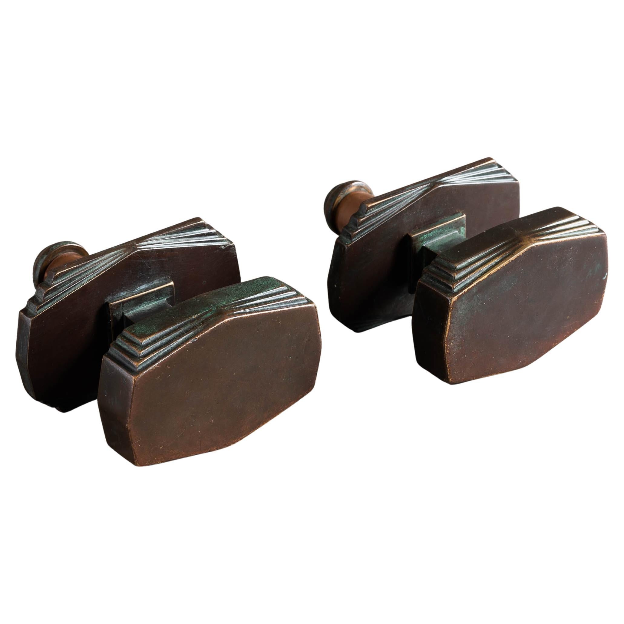 Two Art Deco Bronze Centre Pulls For Sale