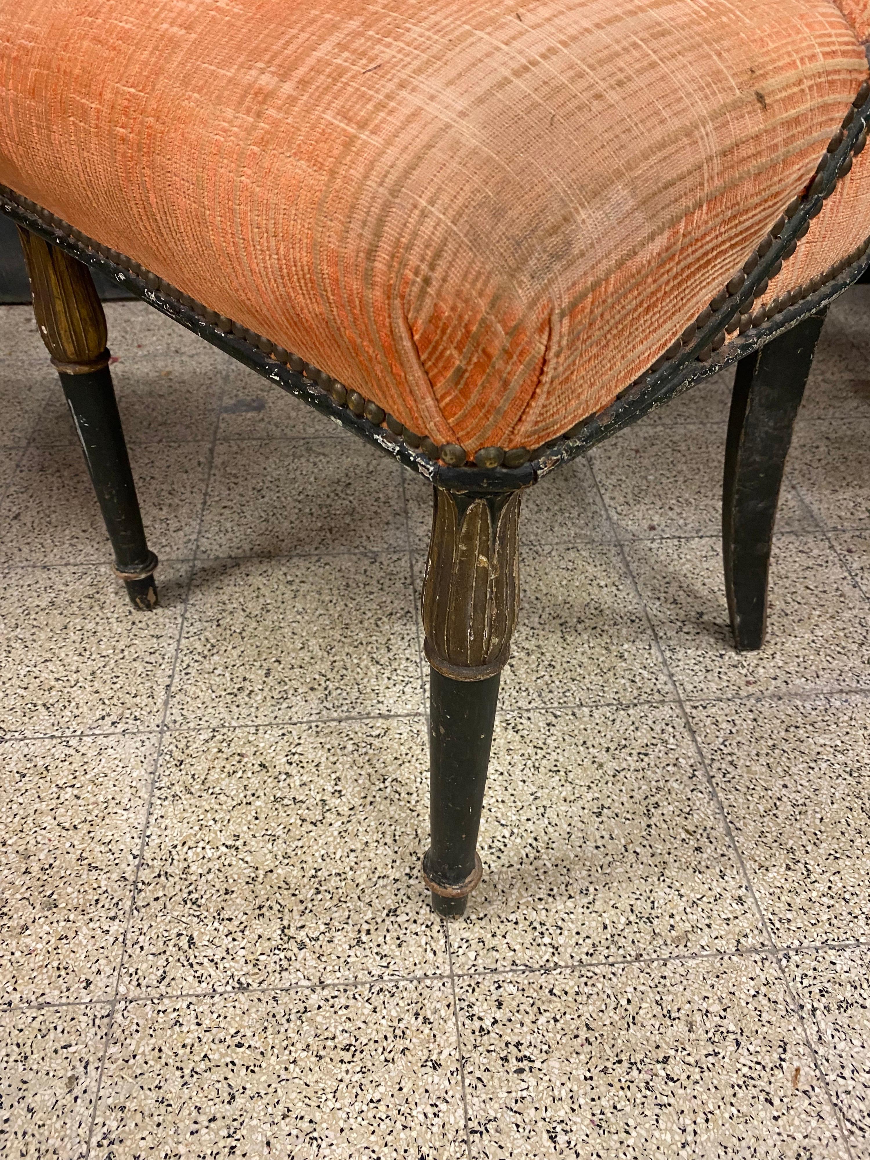 Two Art Deco Chairs in the Style of Sue et Mare in Polychrome Wood, circa 1925 In Fair Condition For Sale In Saint-Ouen, FR