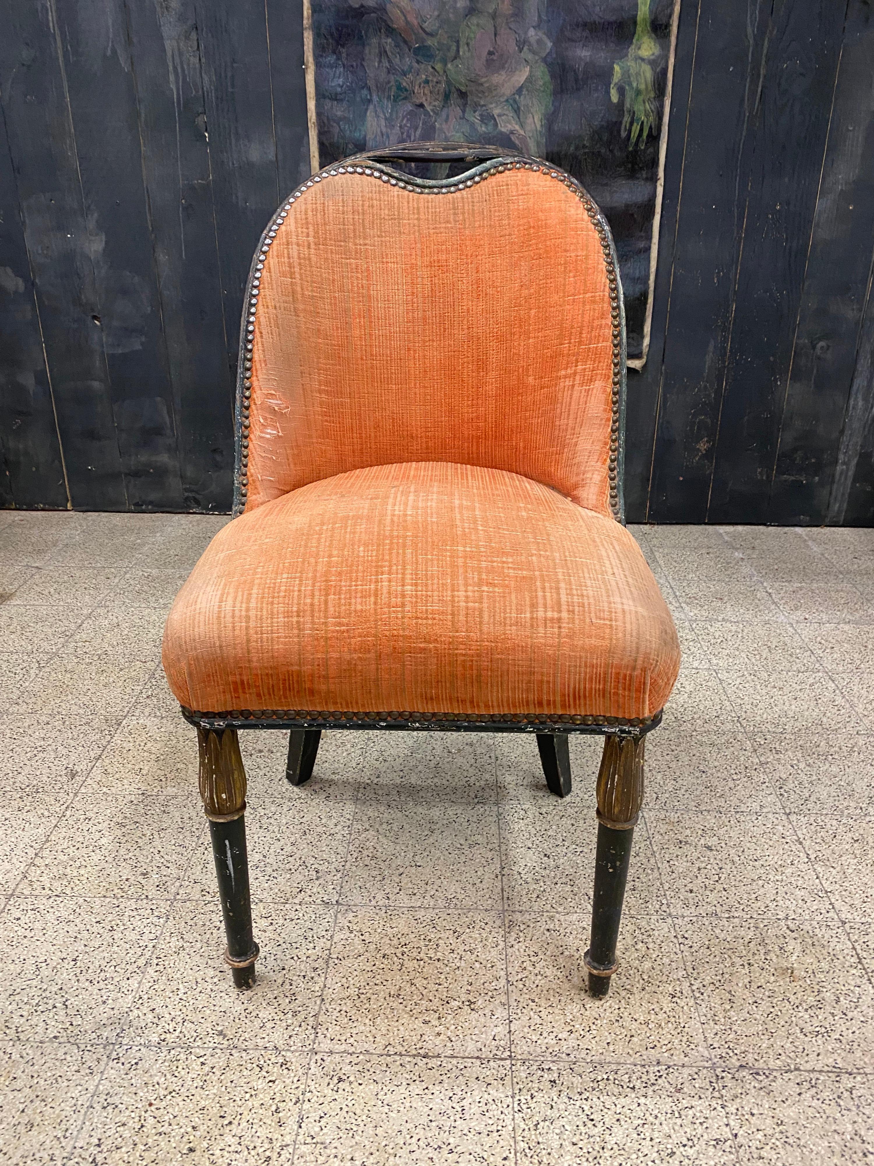 Deux chaises Art Déco dans le style de Sue et Mare en bois polychrome, vers 1925 État moyen - En vente à Saint-Ouen, FR