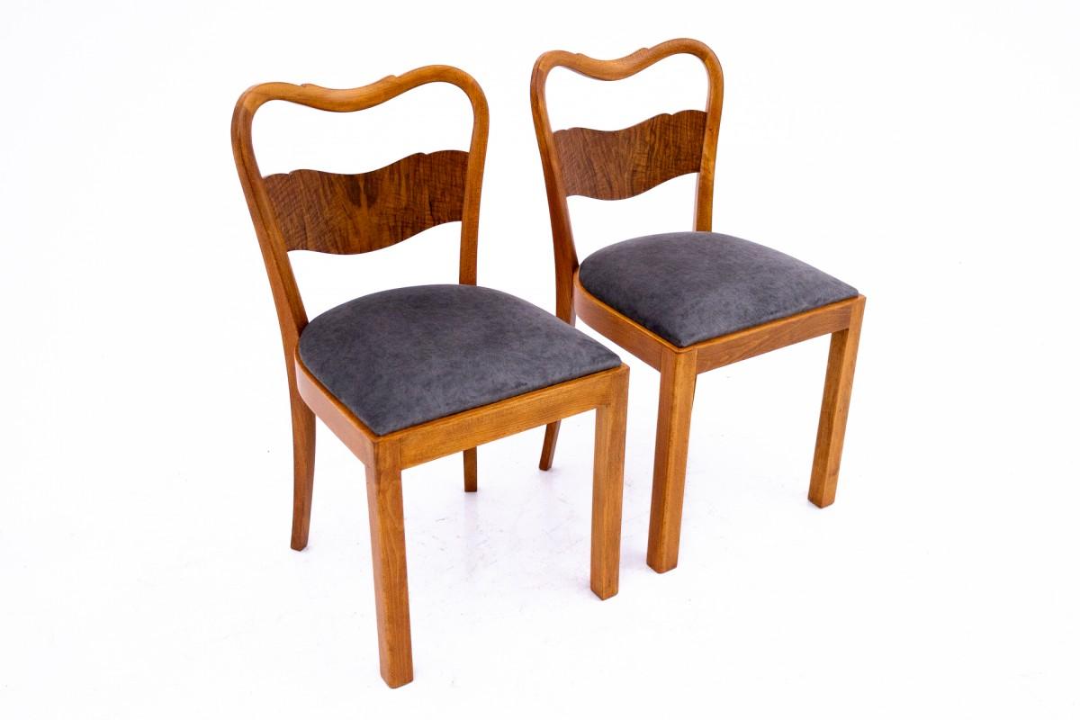Zwei Art déco-Stühle, Polen, 1950er-Jahre. Nach der Renovierung im Angebot 6