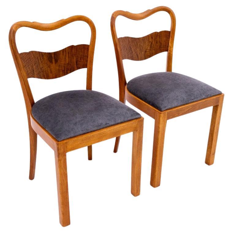 Deux chaises Art déco, Pologne, années 1950. Après la rénovation en vente