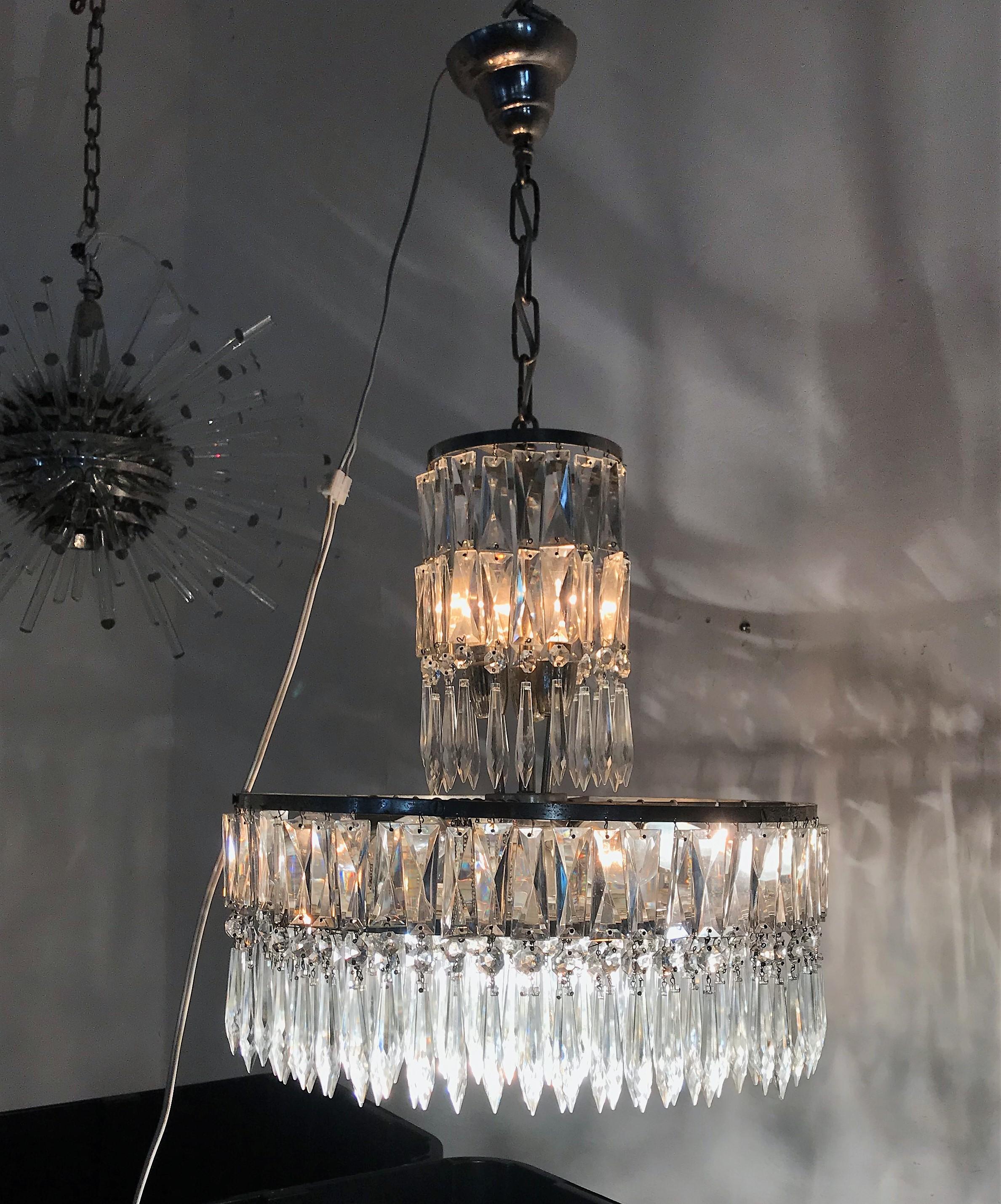 Two Art Deco Chandeliers, France, circa 1940, in the Style of Baccarat 5