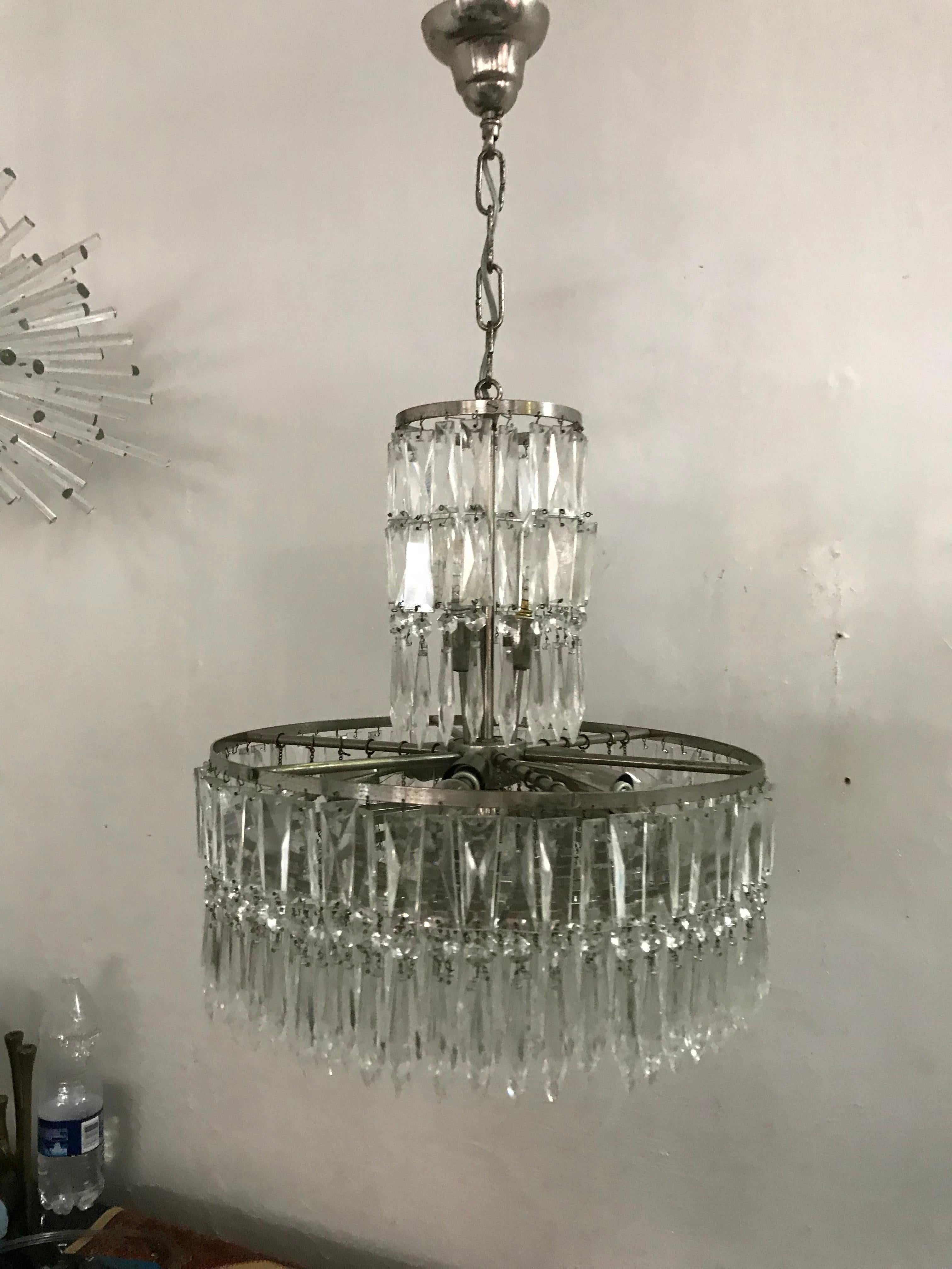 Two Art Deco Chandeliers, France, circa 1940, in the Style of Baccarat 7