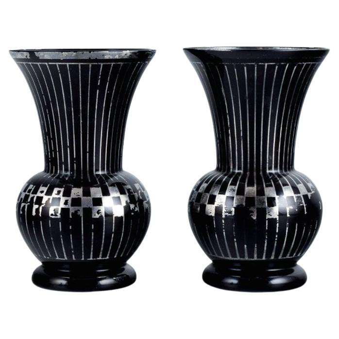 Two Art Deco Glass Vases, Germany, 1930-1940s For Sale