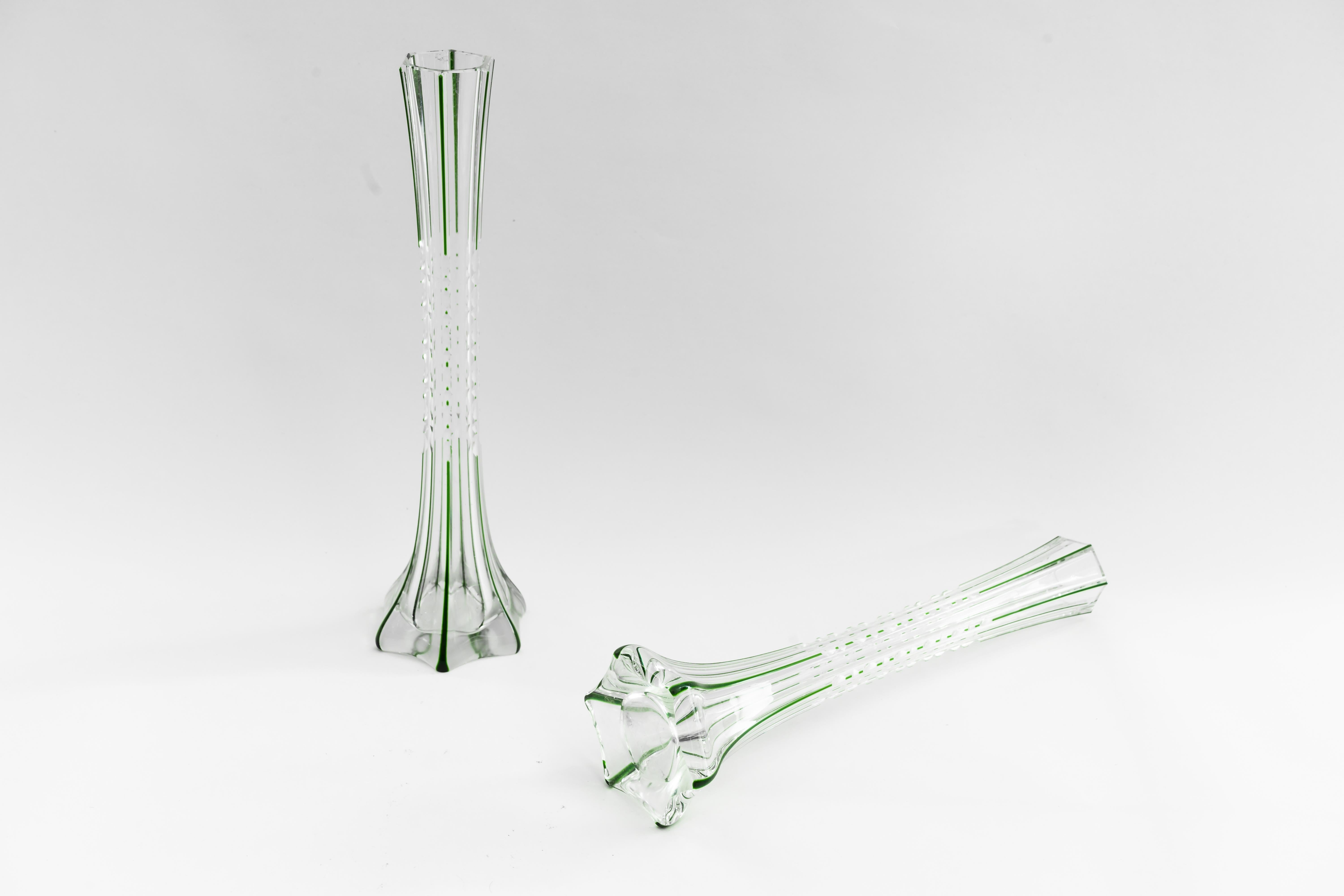 Two Art Deco Glass Vases, Vienna, circa 1920s For Sale 2